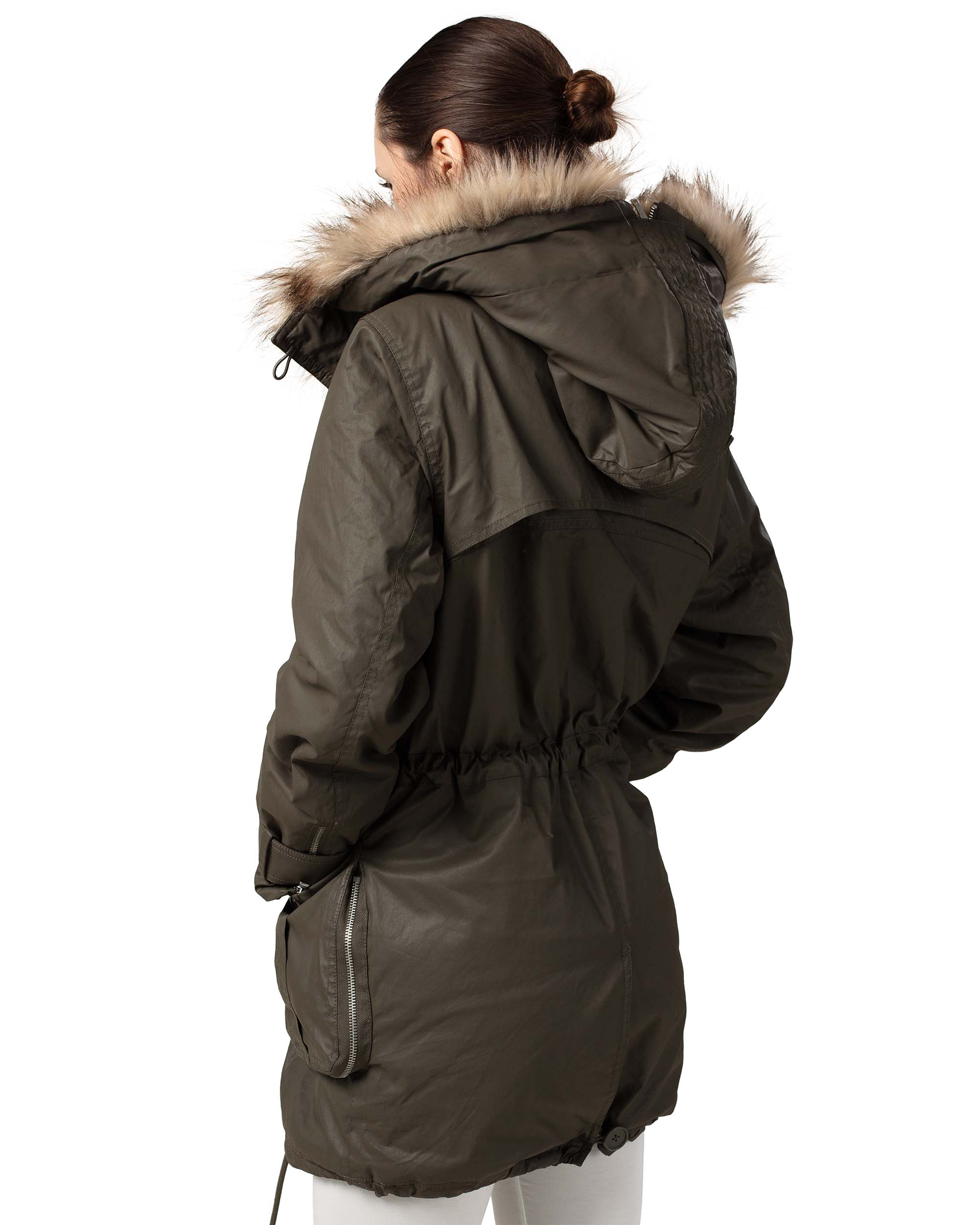 Waxed parka jacket