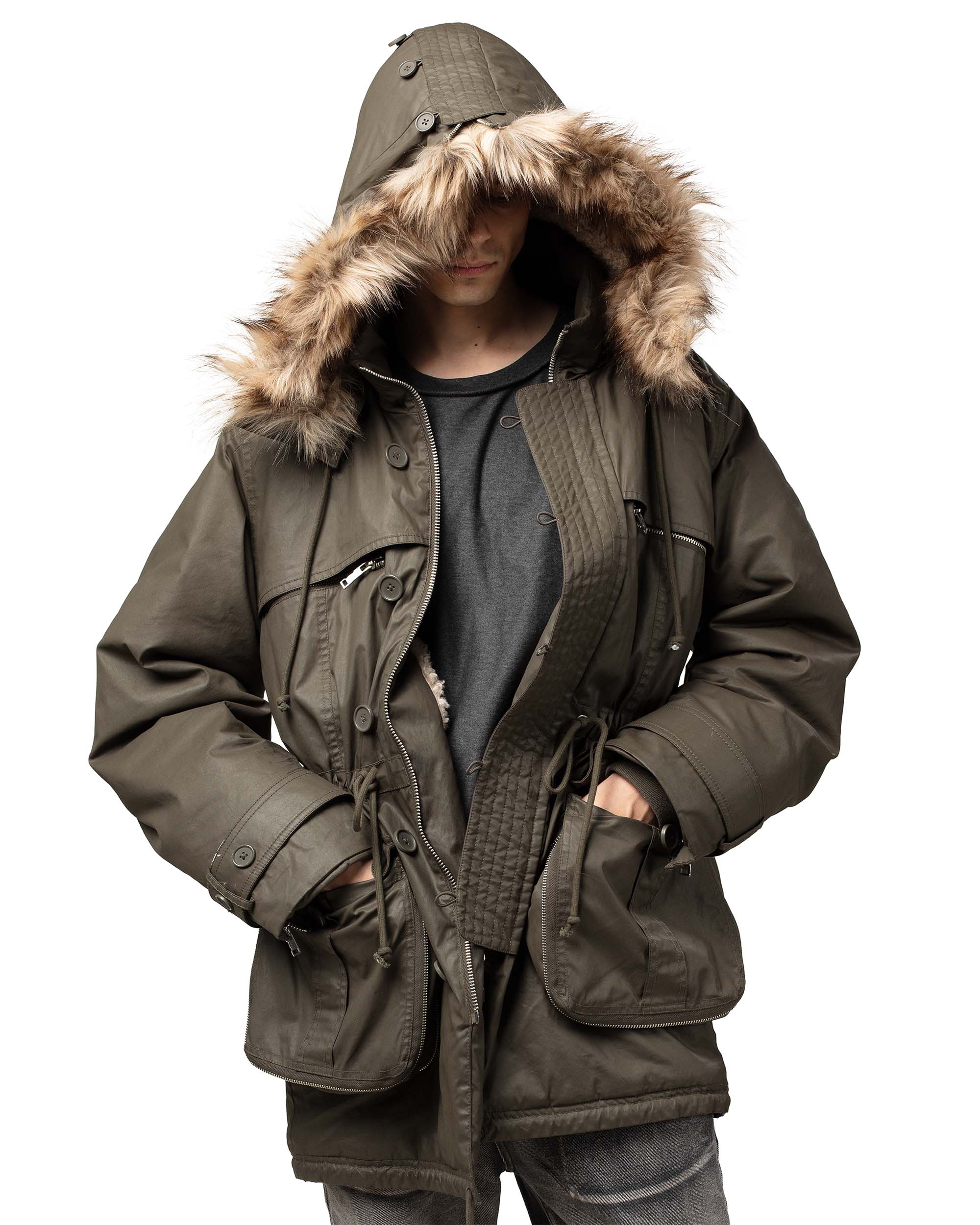 Waxed parka jacket