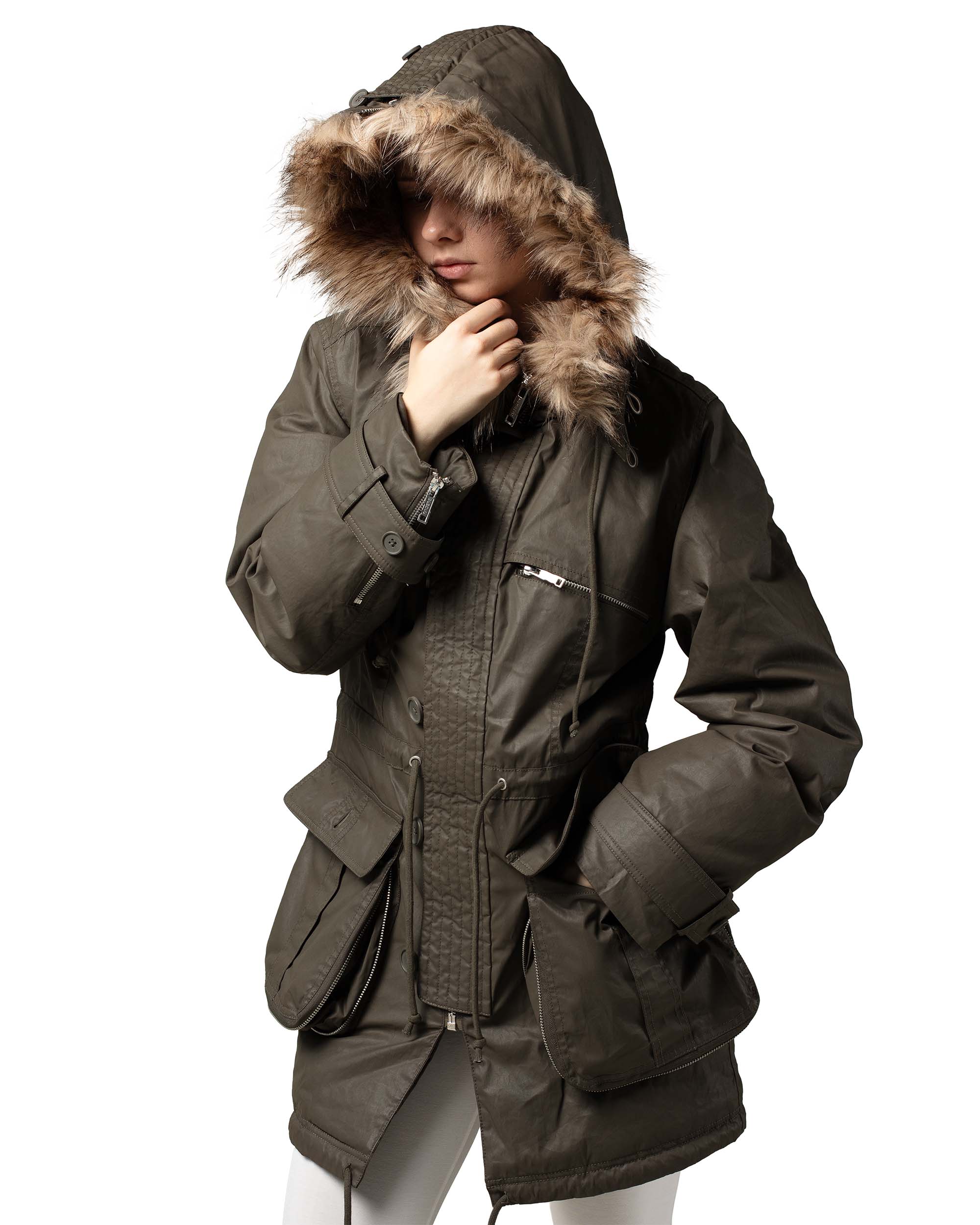 Waxed parka jacket