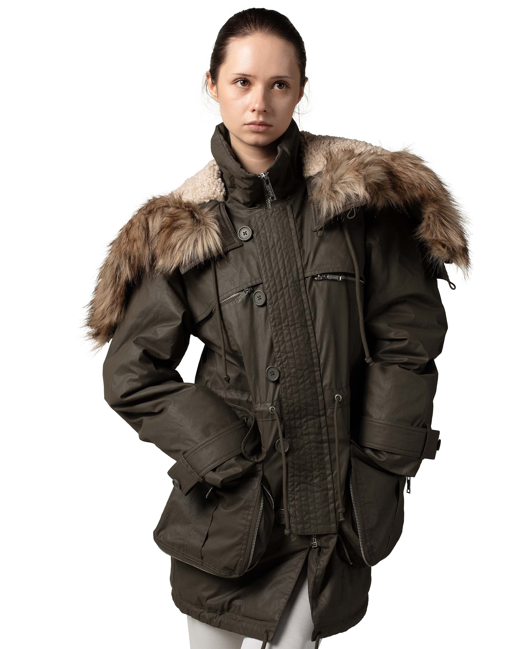 Waxed parka jacket