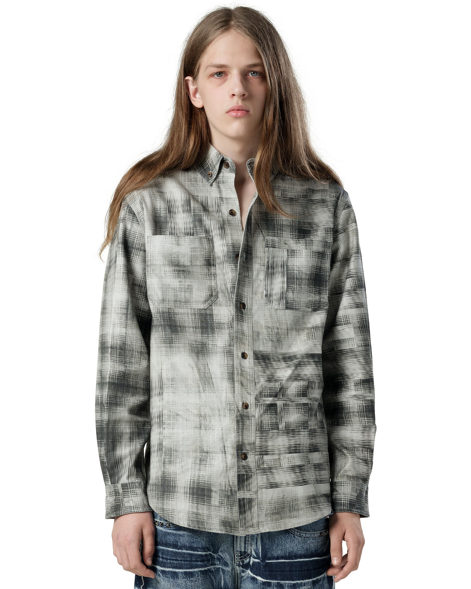Plaid twill work shirt