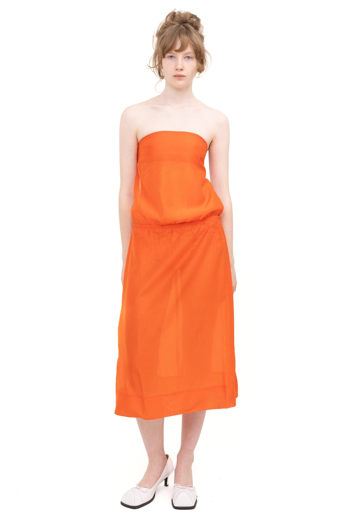Backless tube dress orange