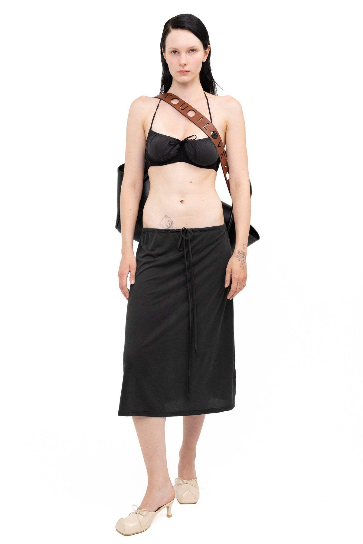 'i love you' crossbody bag strap brown
