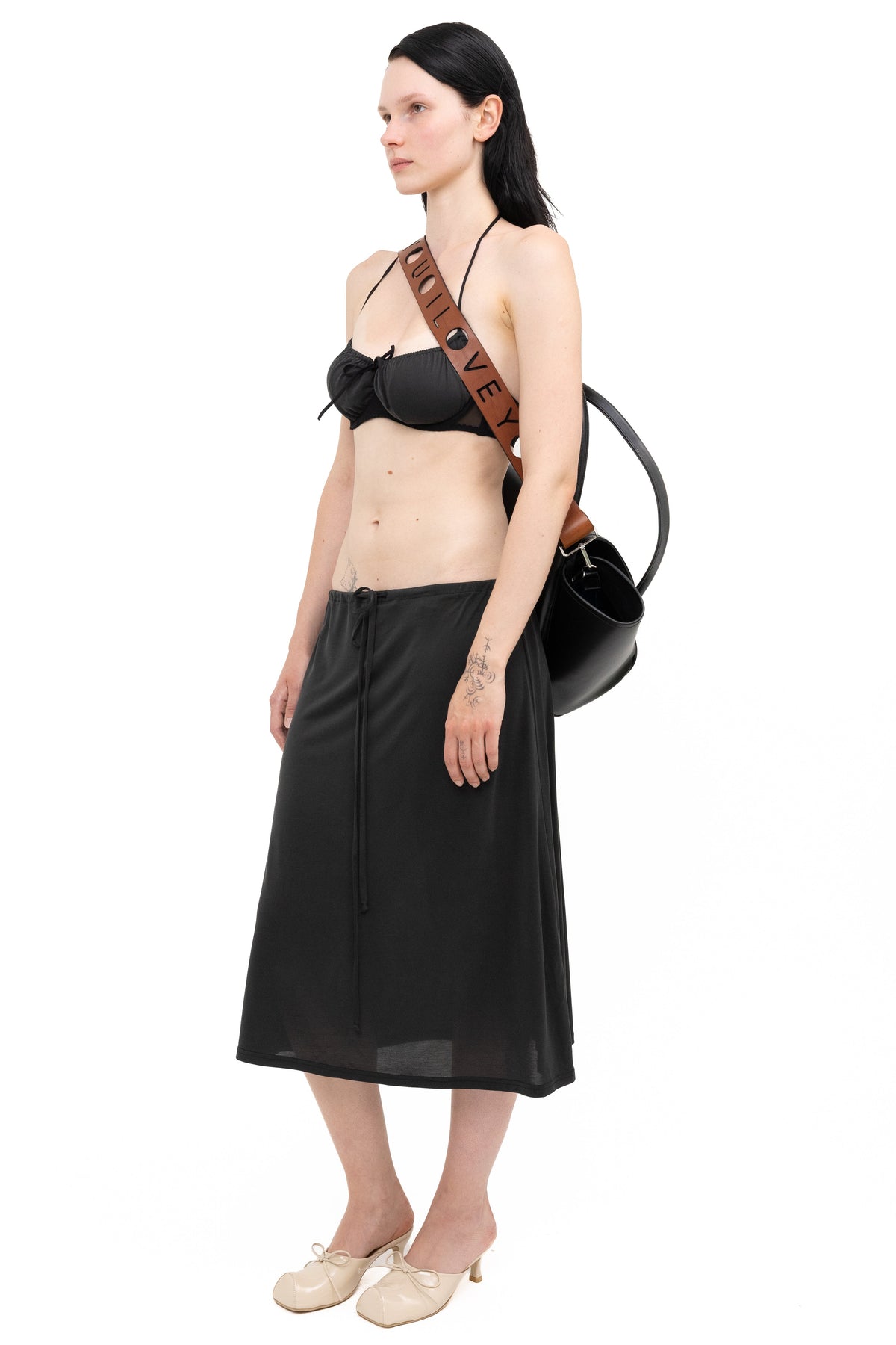 'i love you' crossbody bag strap brown