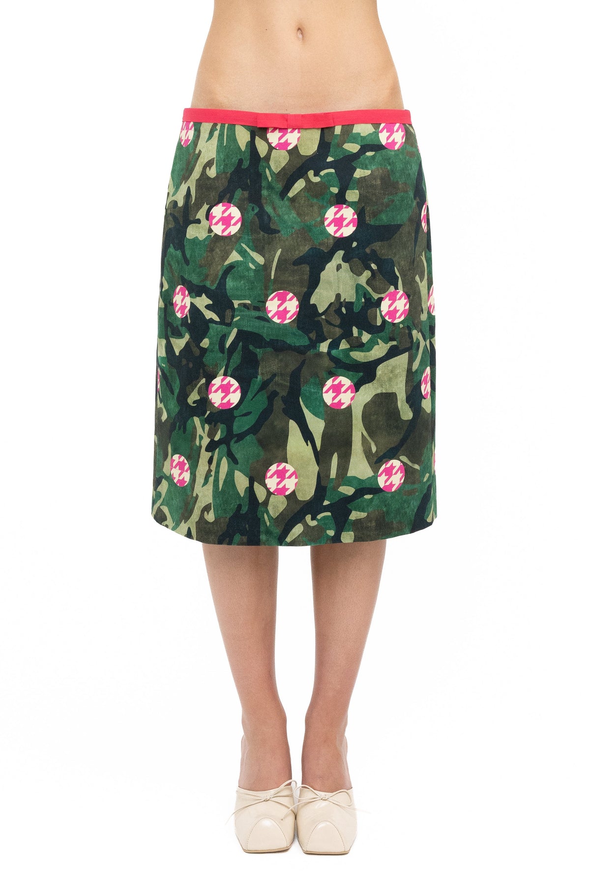 Pink camo midi skirt