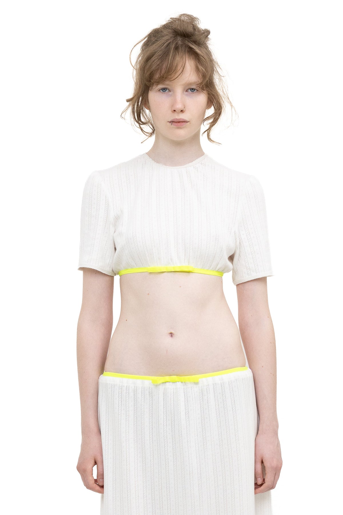 Pointelle bow top