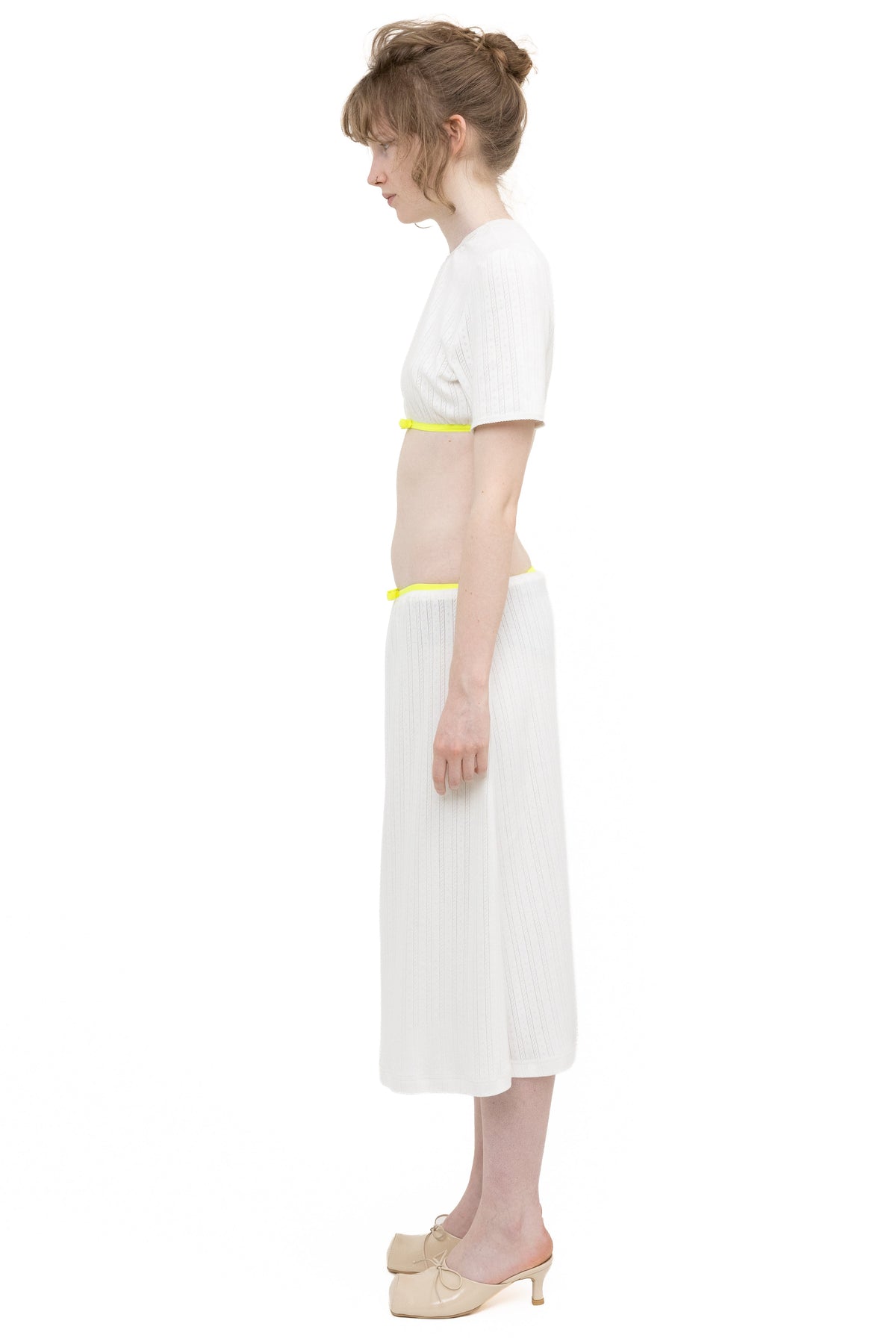 Pointelle bow top