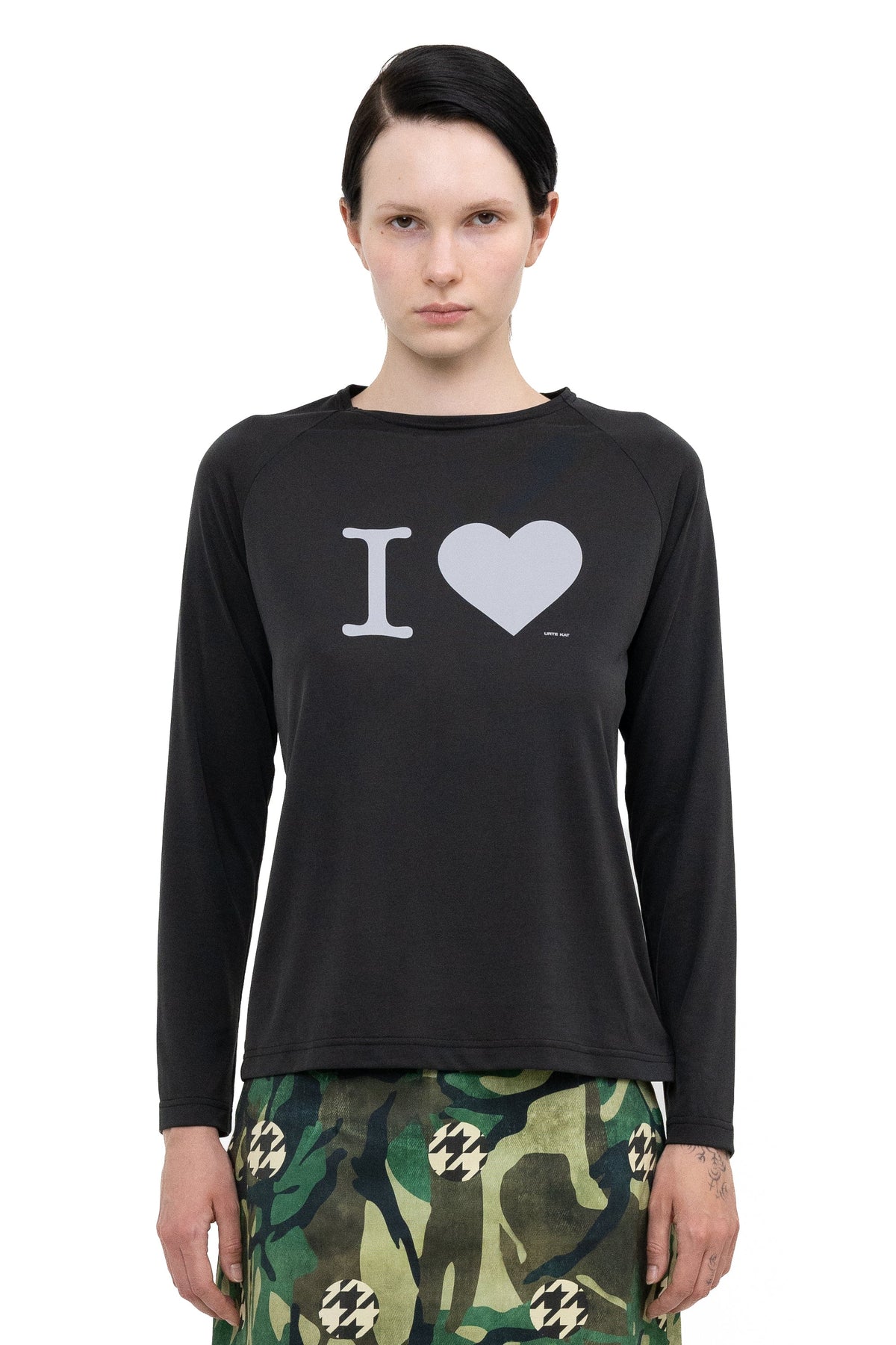 'i love' top black