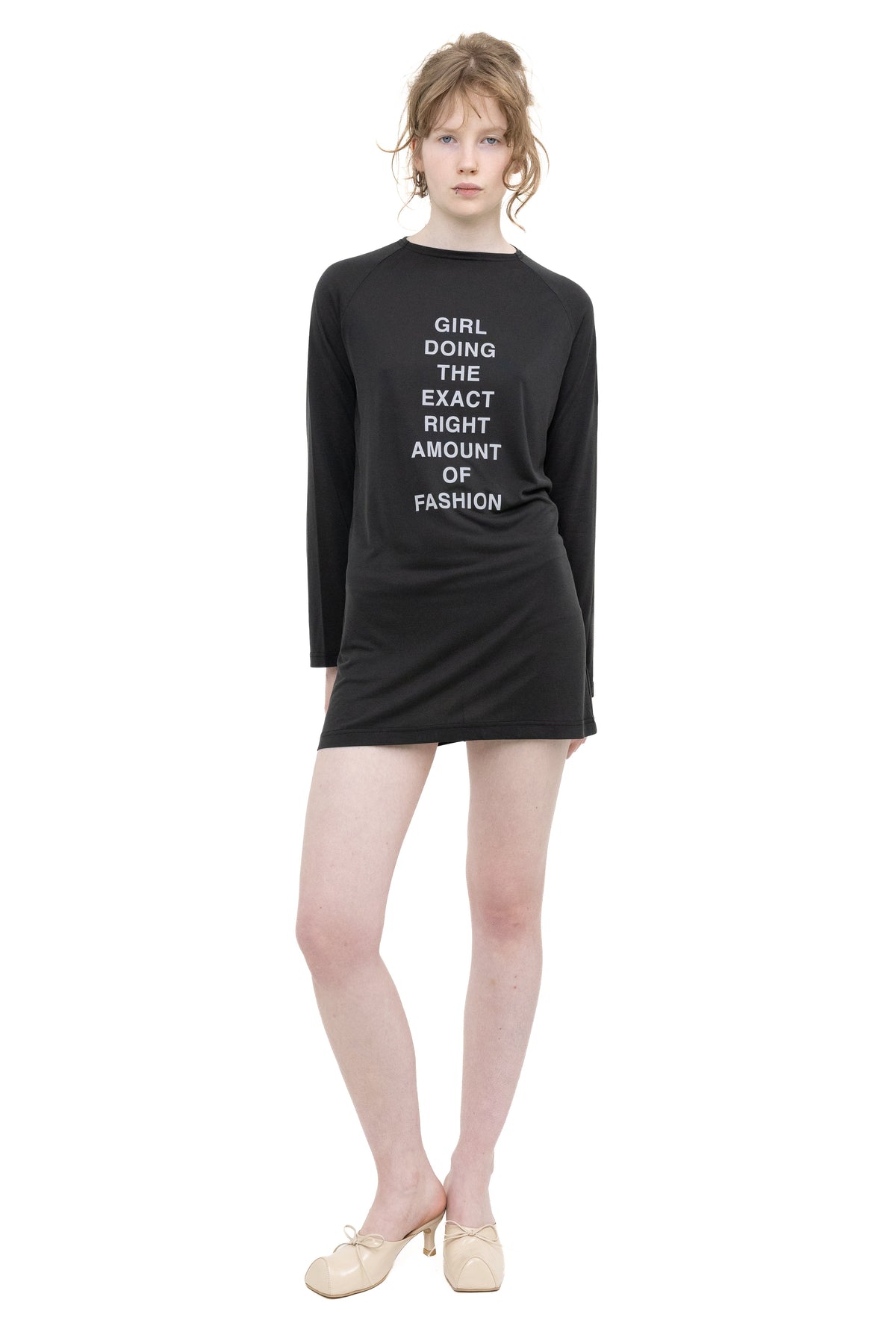 'girl doing the exact right amount of fashion' mini dress