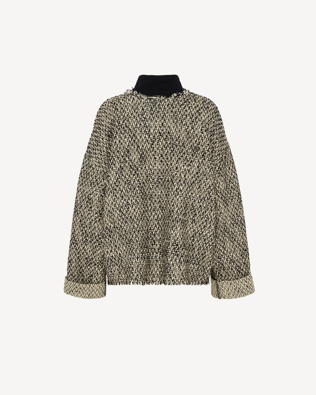 Quarter-zip sweater tweed cream/black