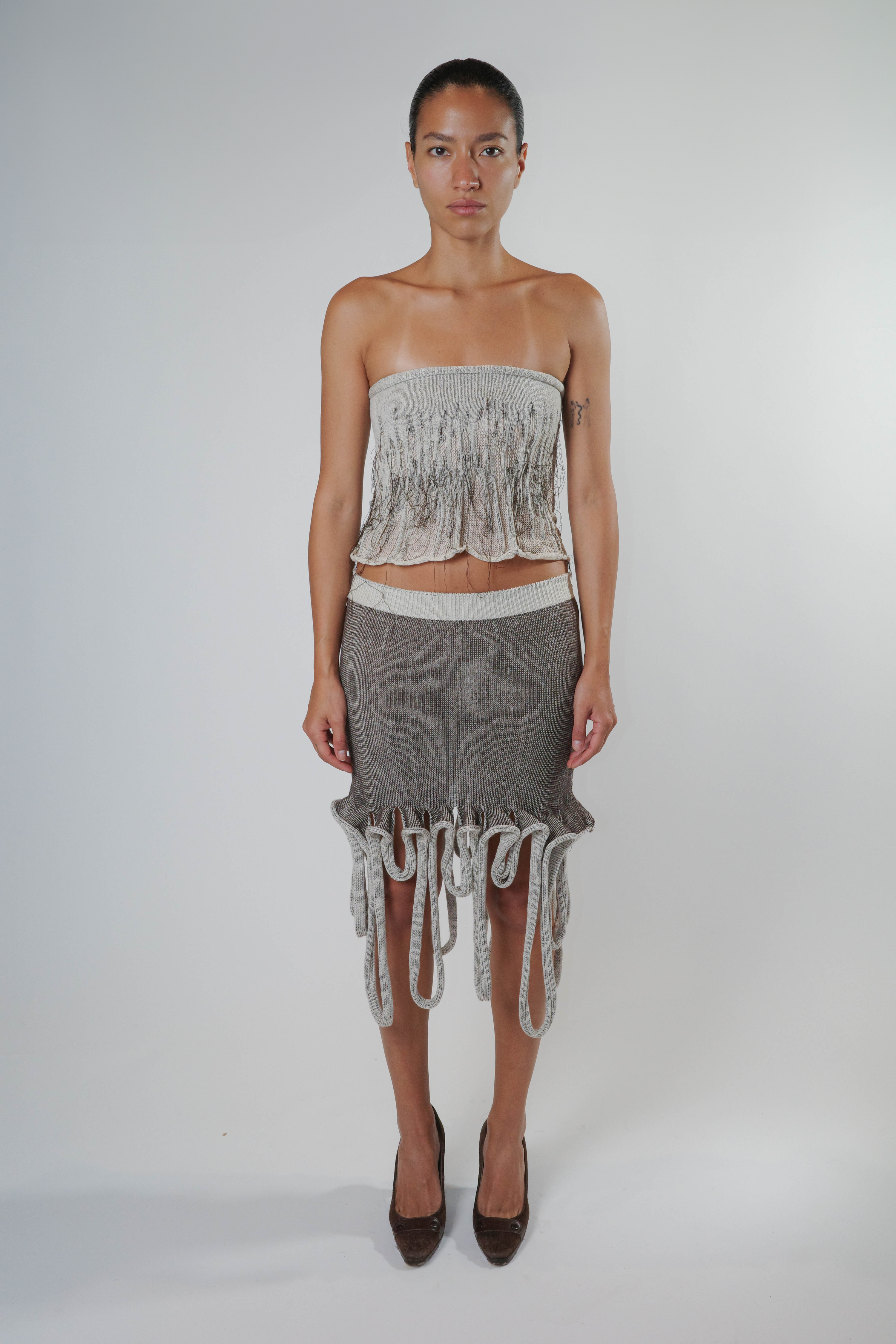 Organic tube top (cream/brown)