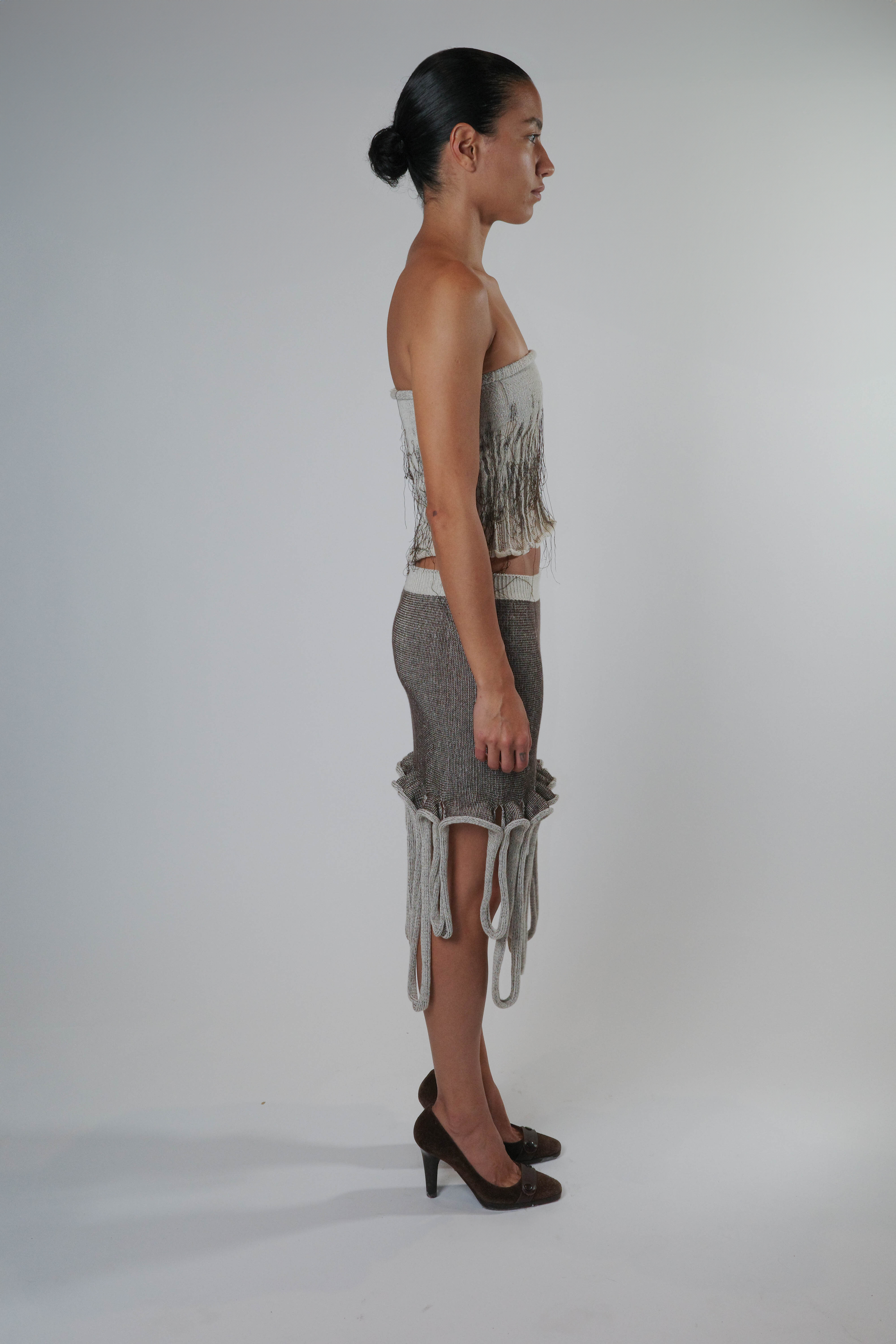 Organic tube top (cream/brown)