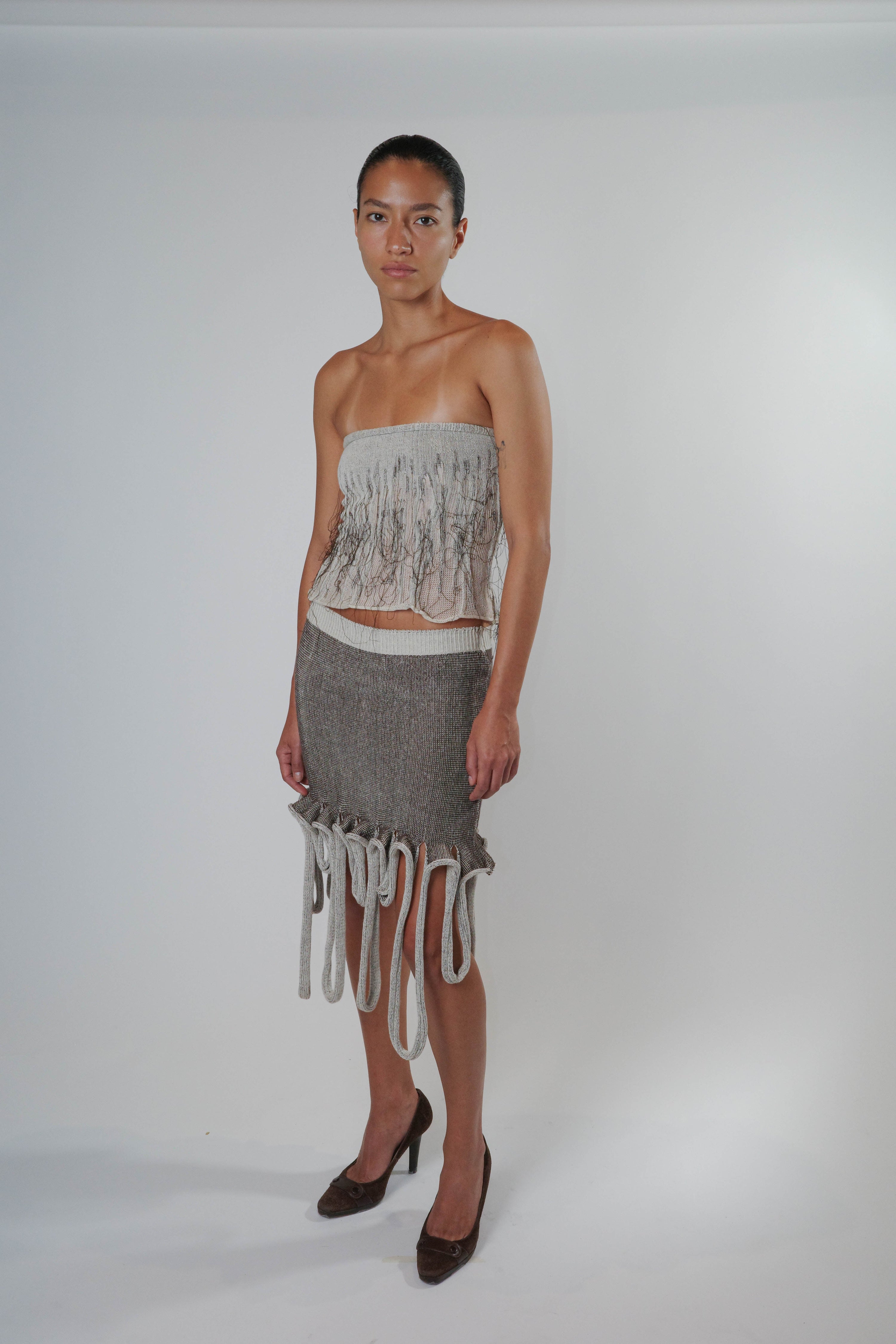 Organic tube top (cream/brown)