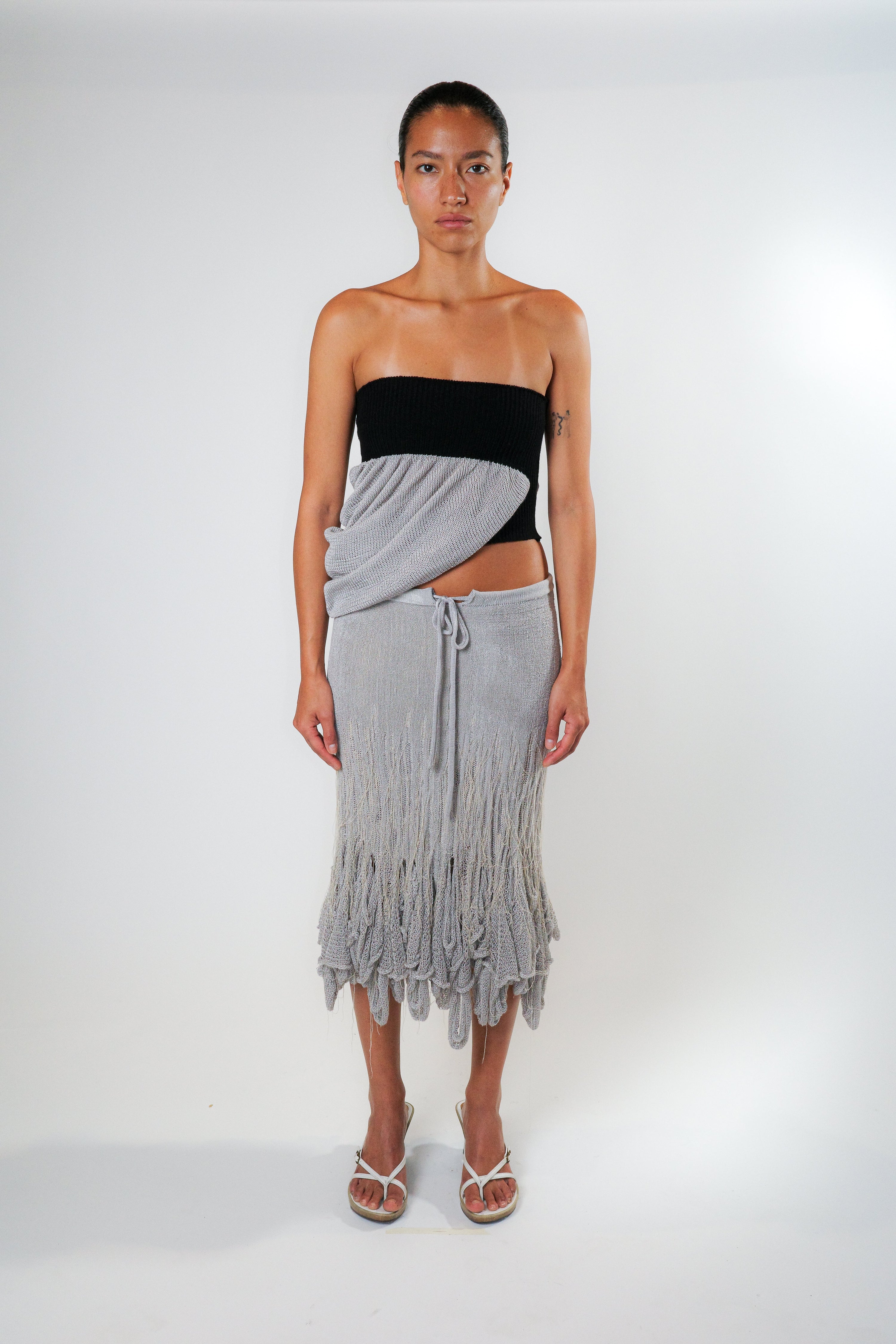 Organic swiggle midi skirt