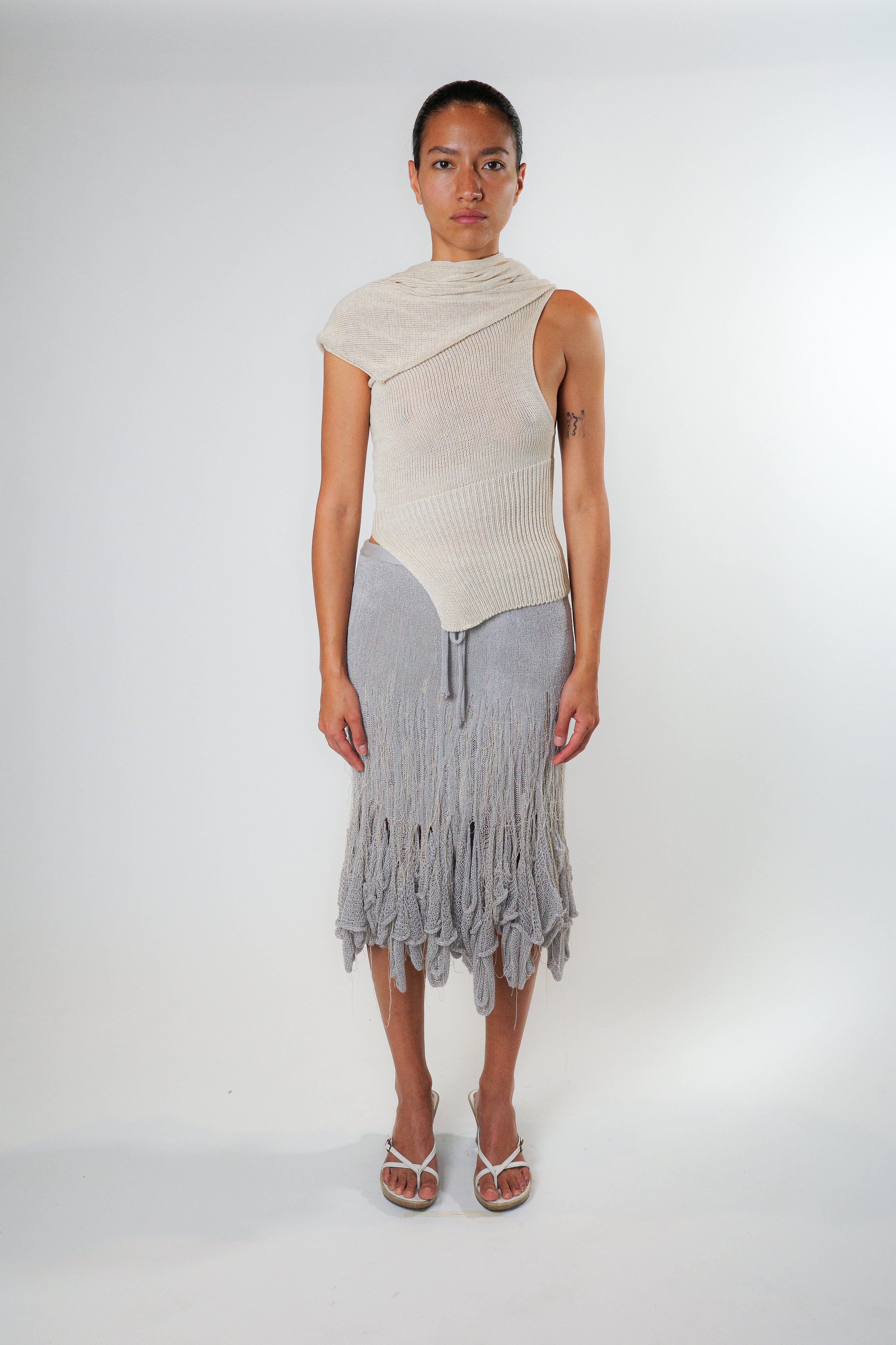 Organic swiggle midi skirt