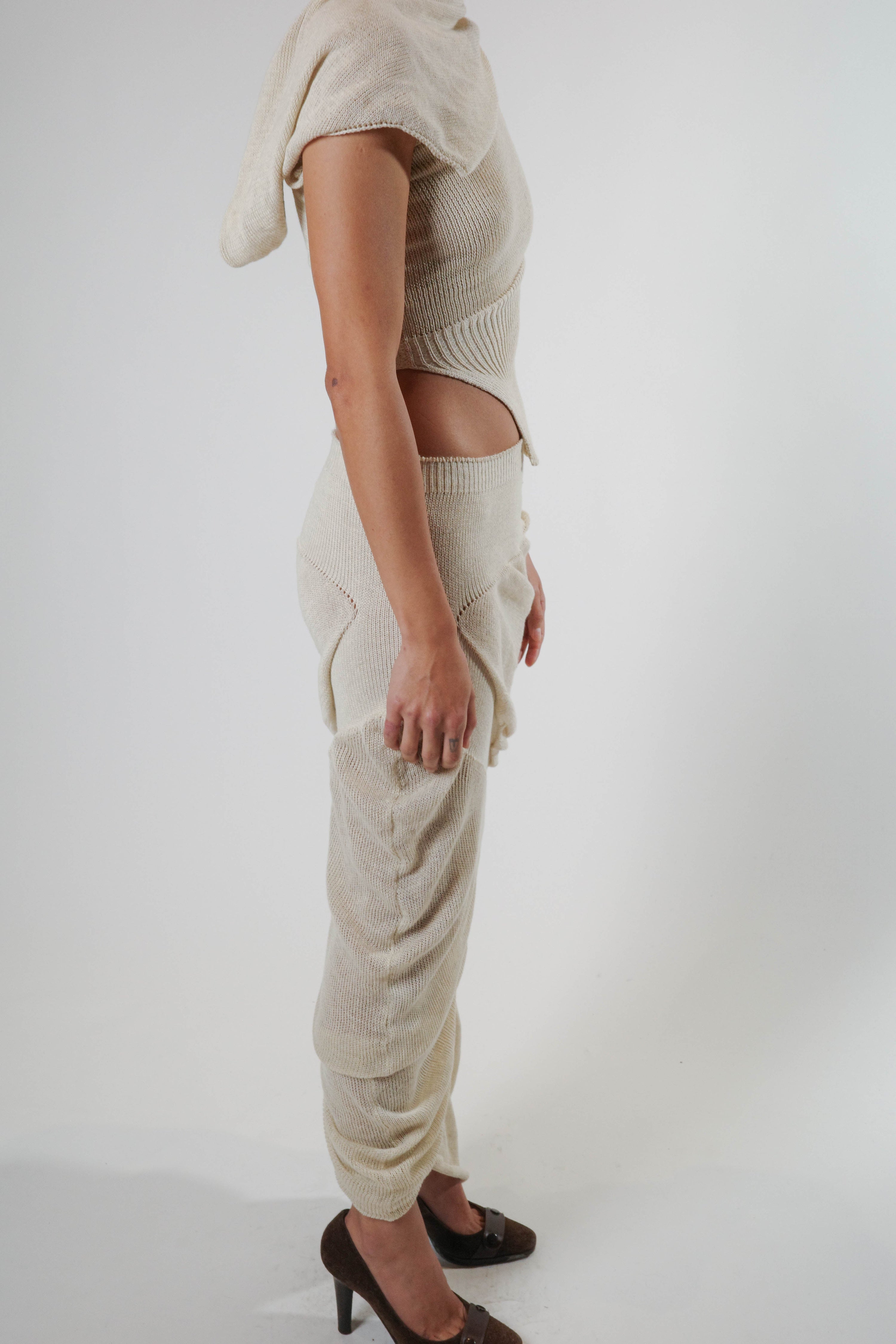 Zig-zag maxi skirt (beige)