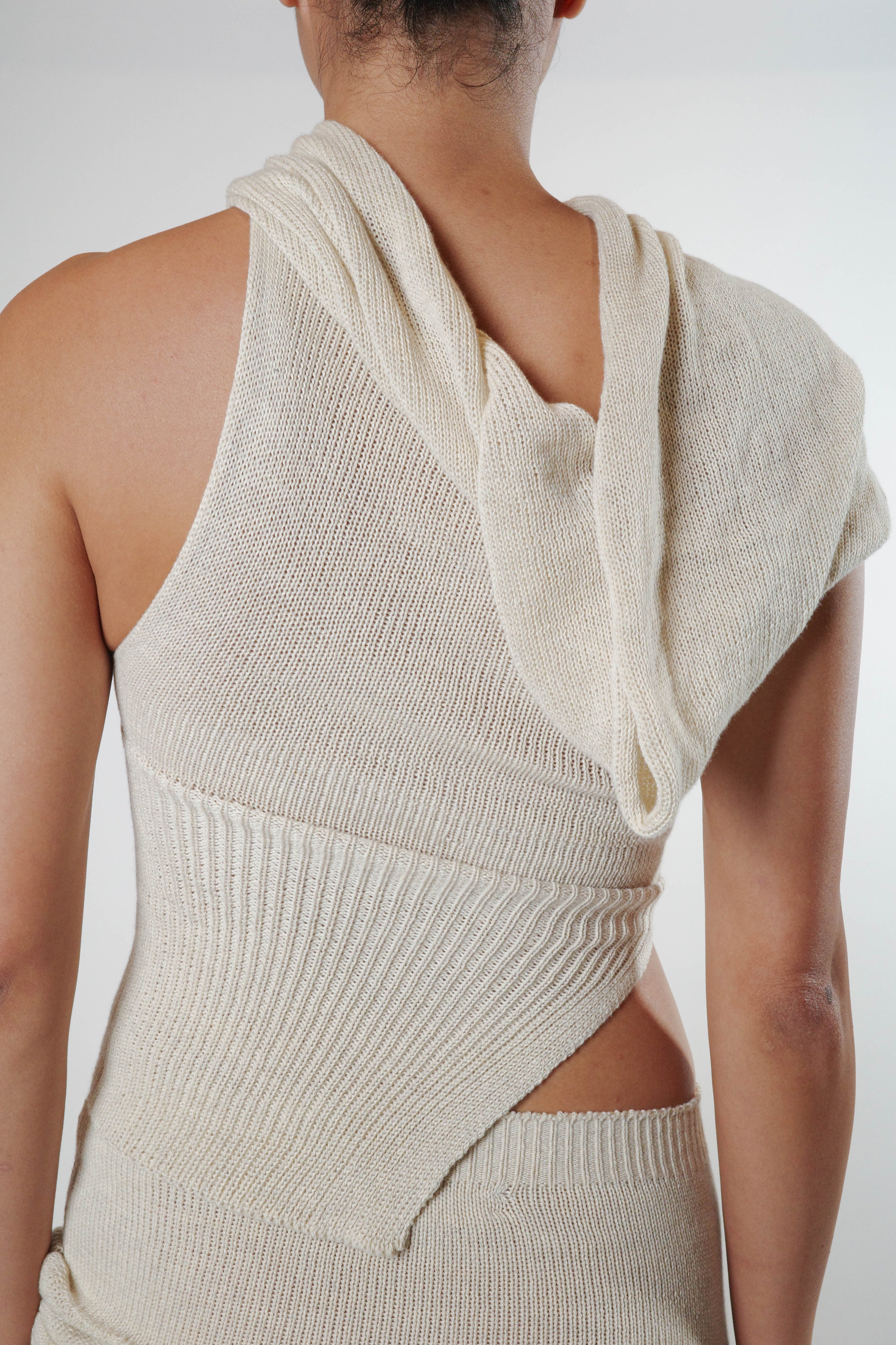 Neck drape top (beige)