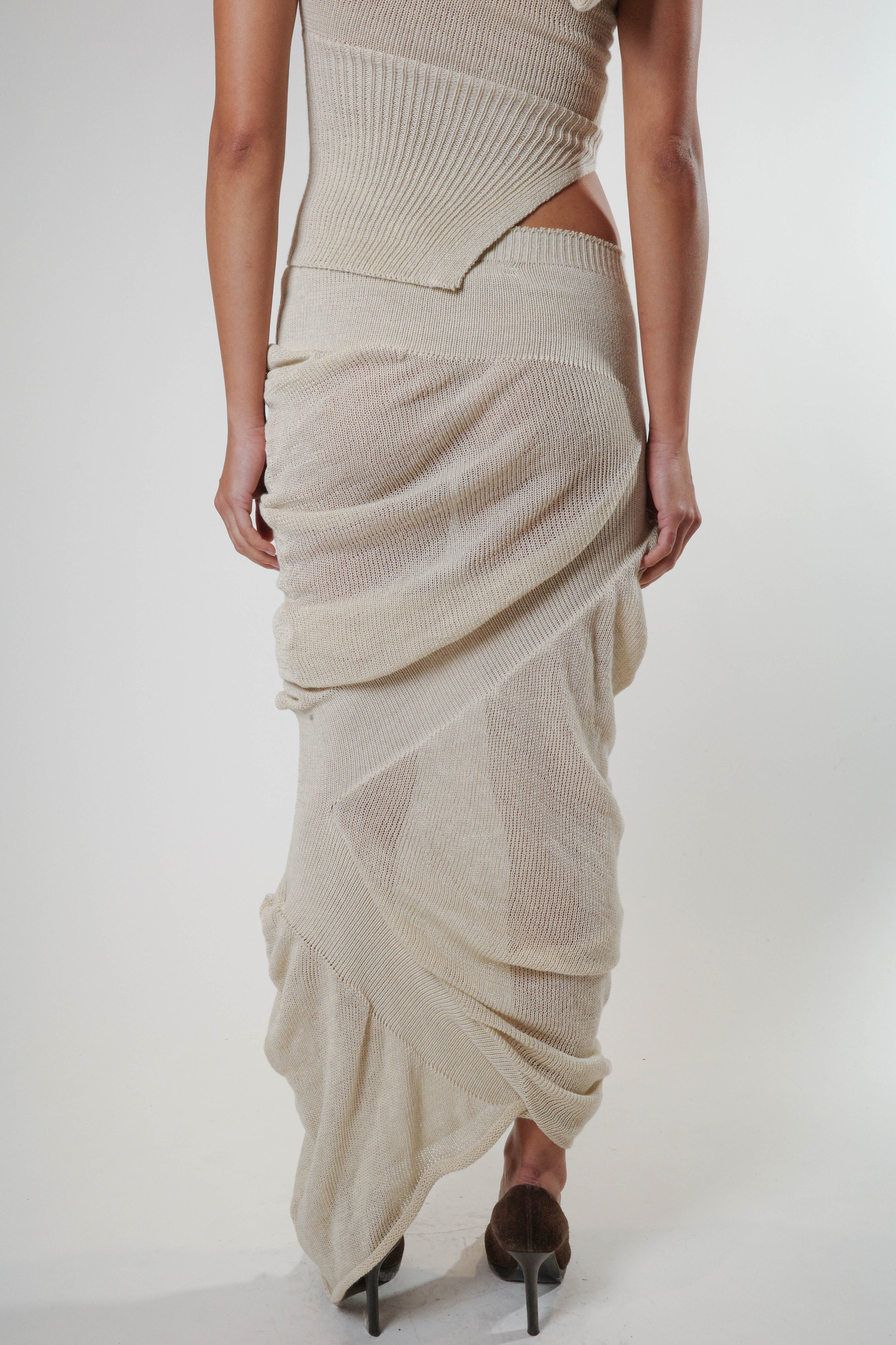 Zig-zag maxi skirt (beige)