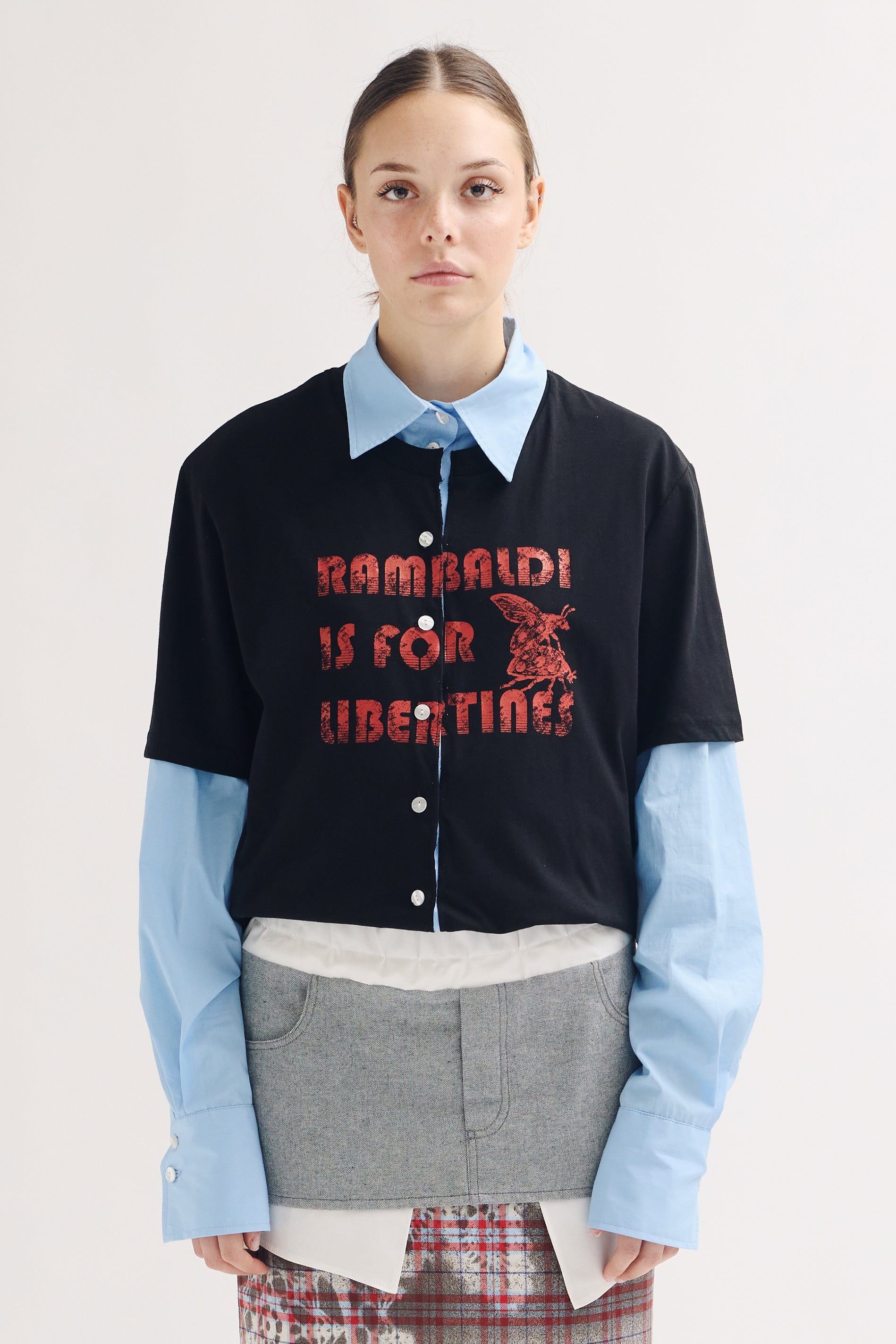 T-shirt con camicia integrata rambaldi is for libertines