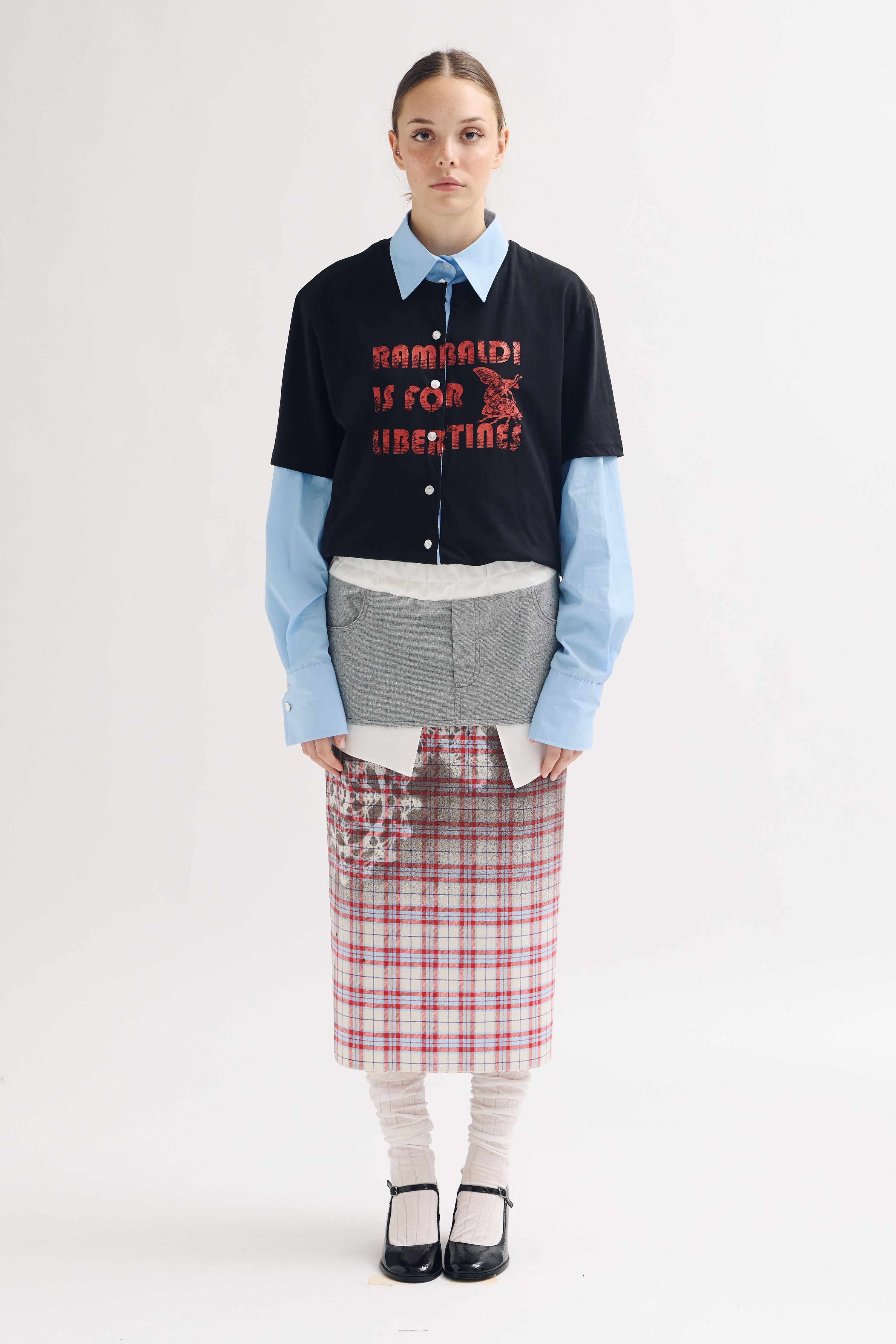 T-shirt con camicia integrata rambaldi is for libertines