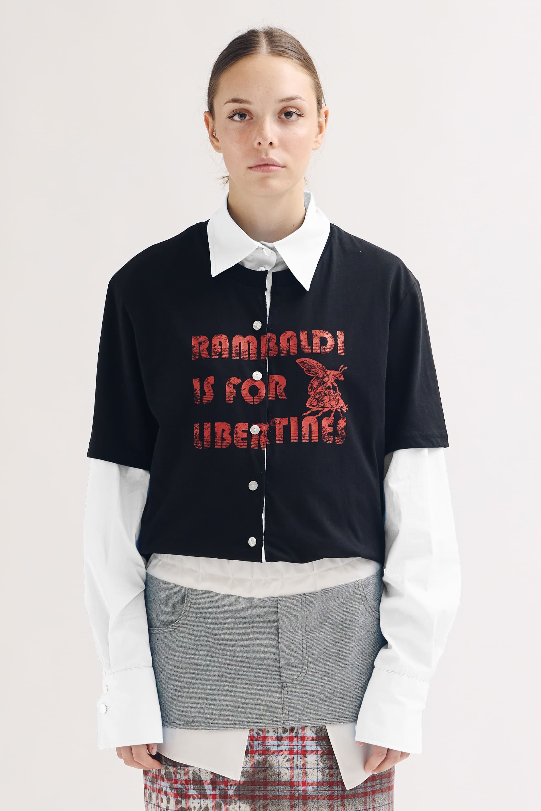 T-shirt con camicia integrata rambaldi is for libertines