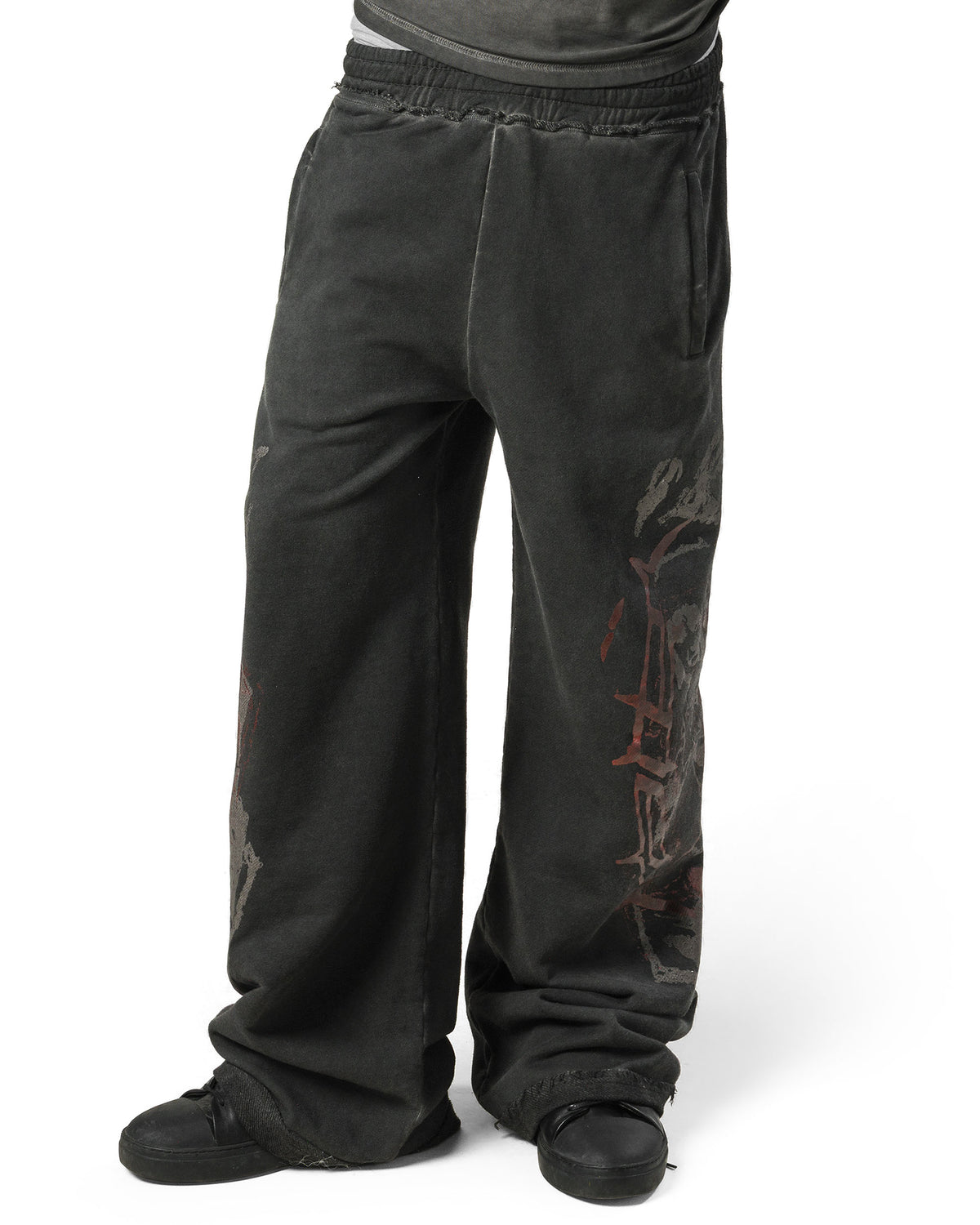 Red bootcut sweatpants
