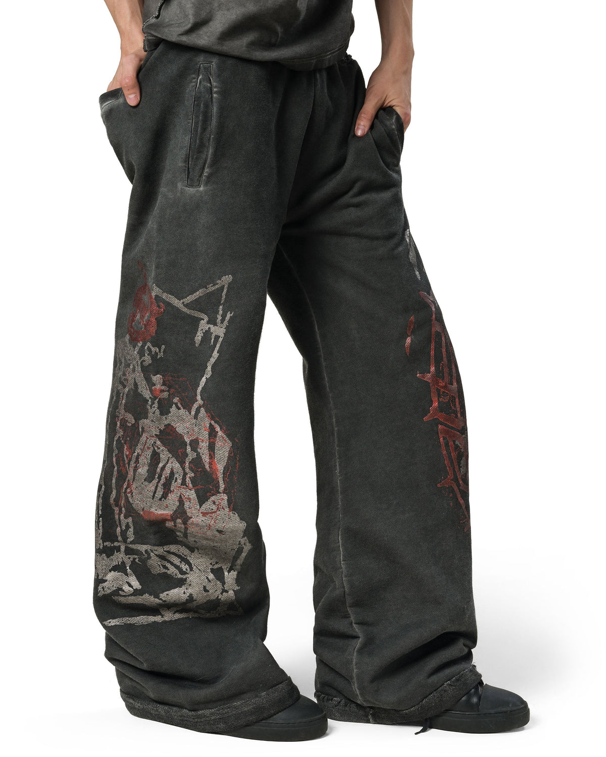 Red bootcut sweatpants