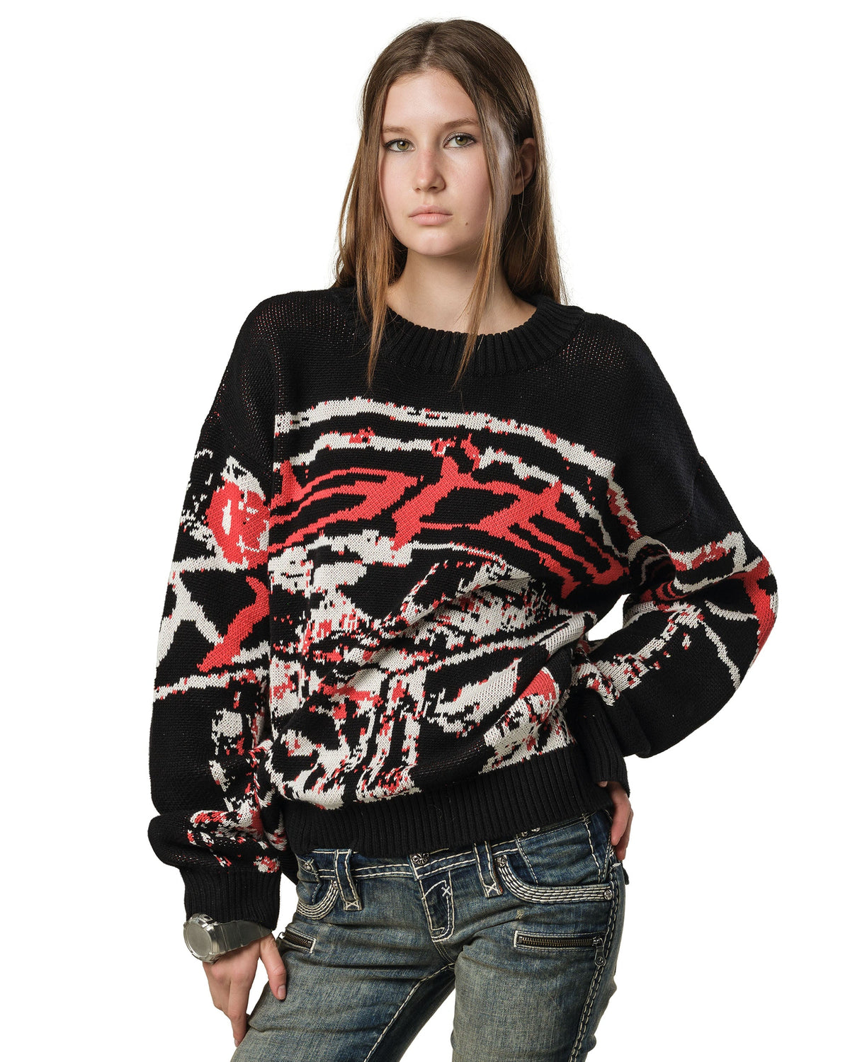 Red knit sweater
