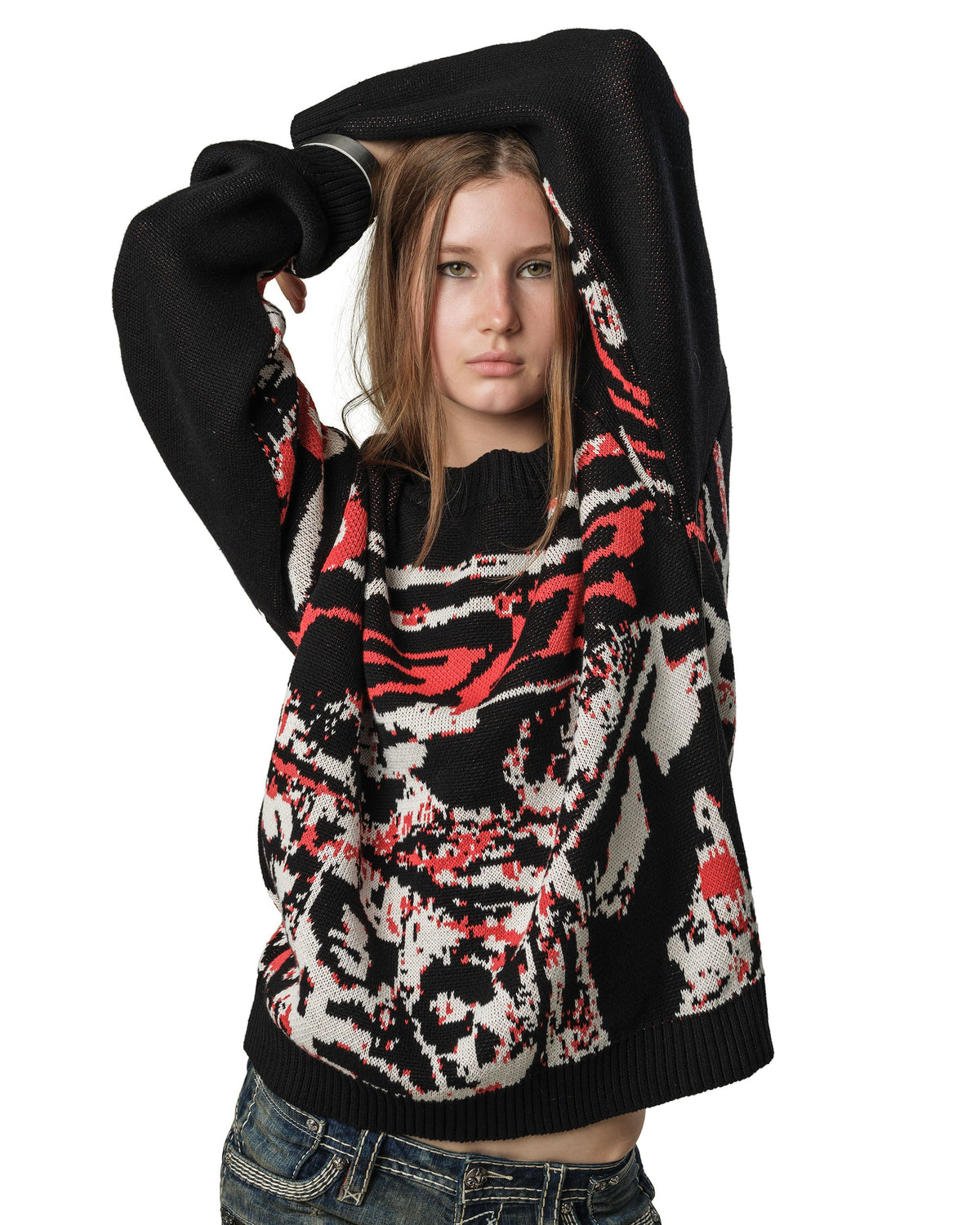 Red knit sweater