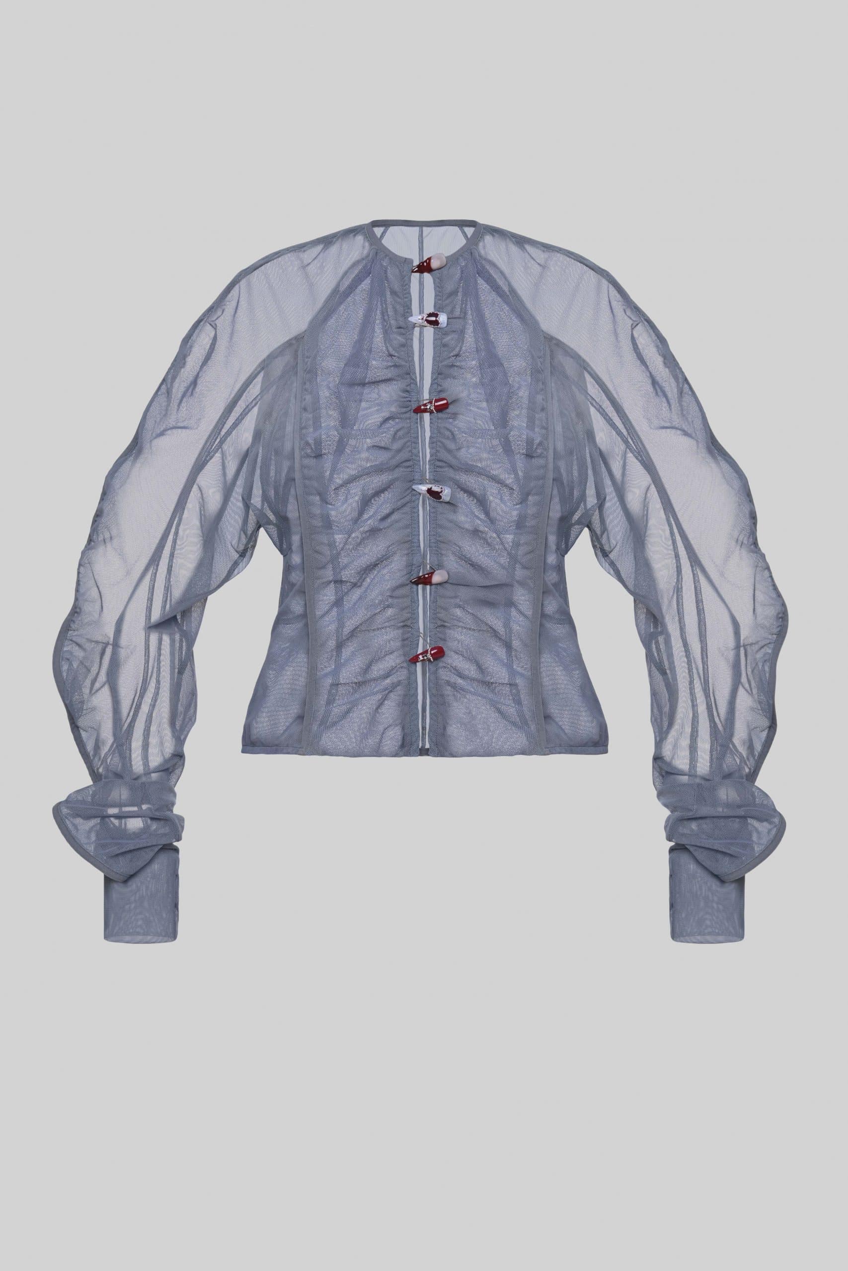 Sheer nail button blouse in  grey