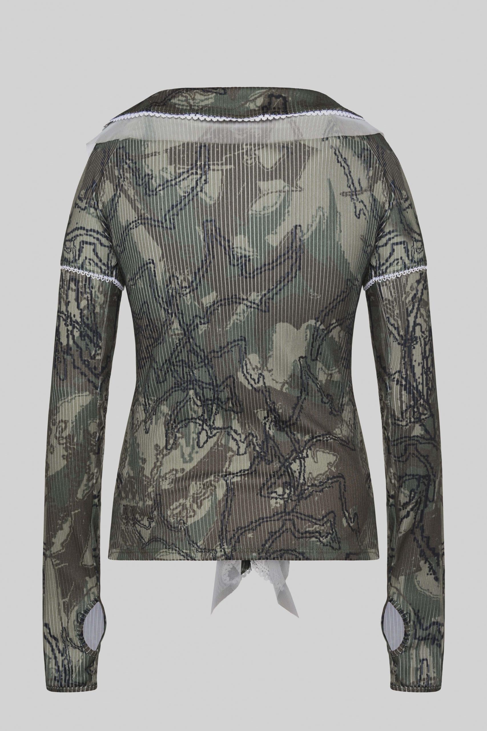 Printed  blouse with ruffle collar