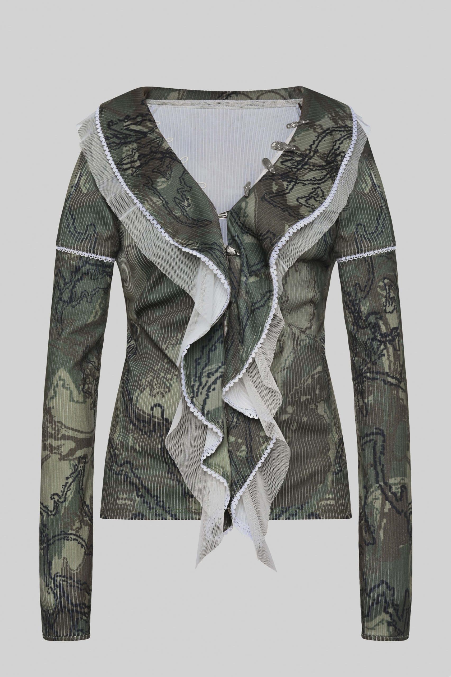 Printed  blouse with ruffle collar