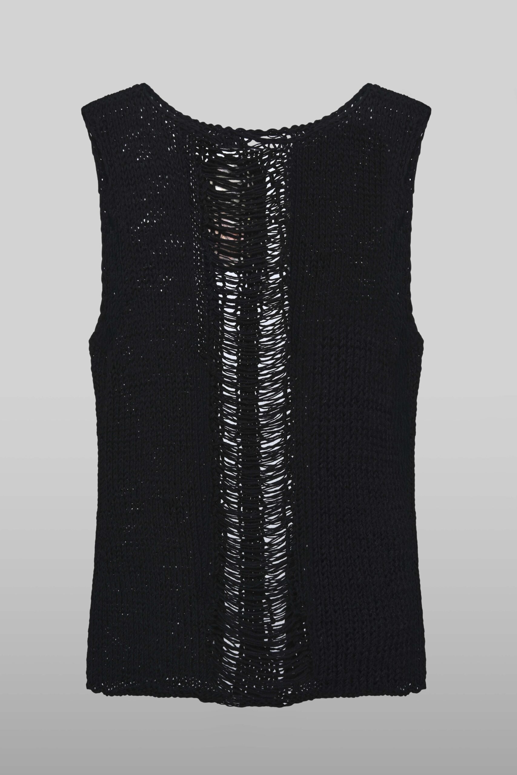 Metallic embossed logo knit top in black