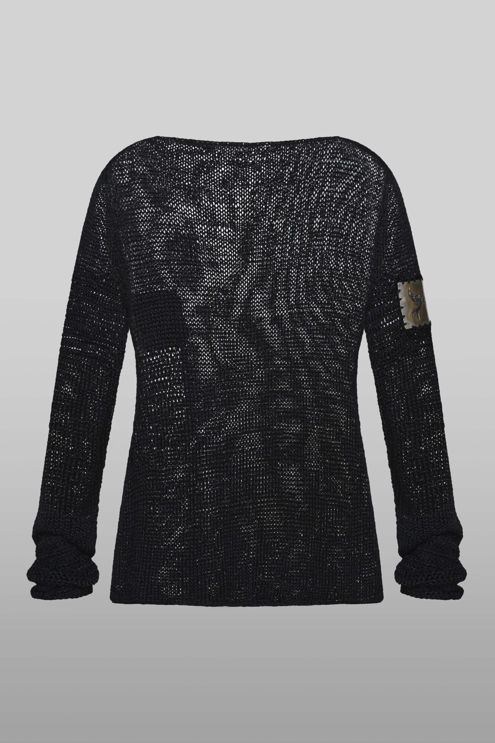 Black fine knit metallic long sleeve