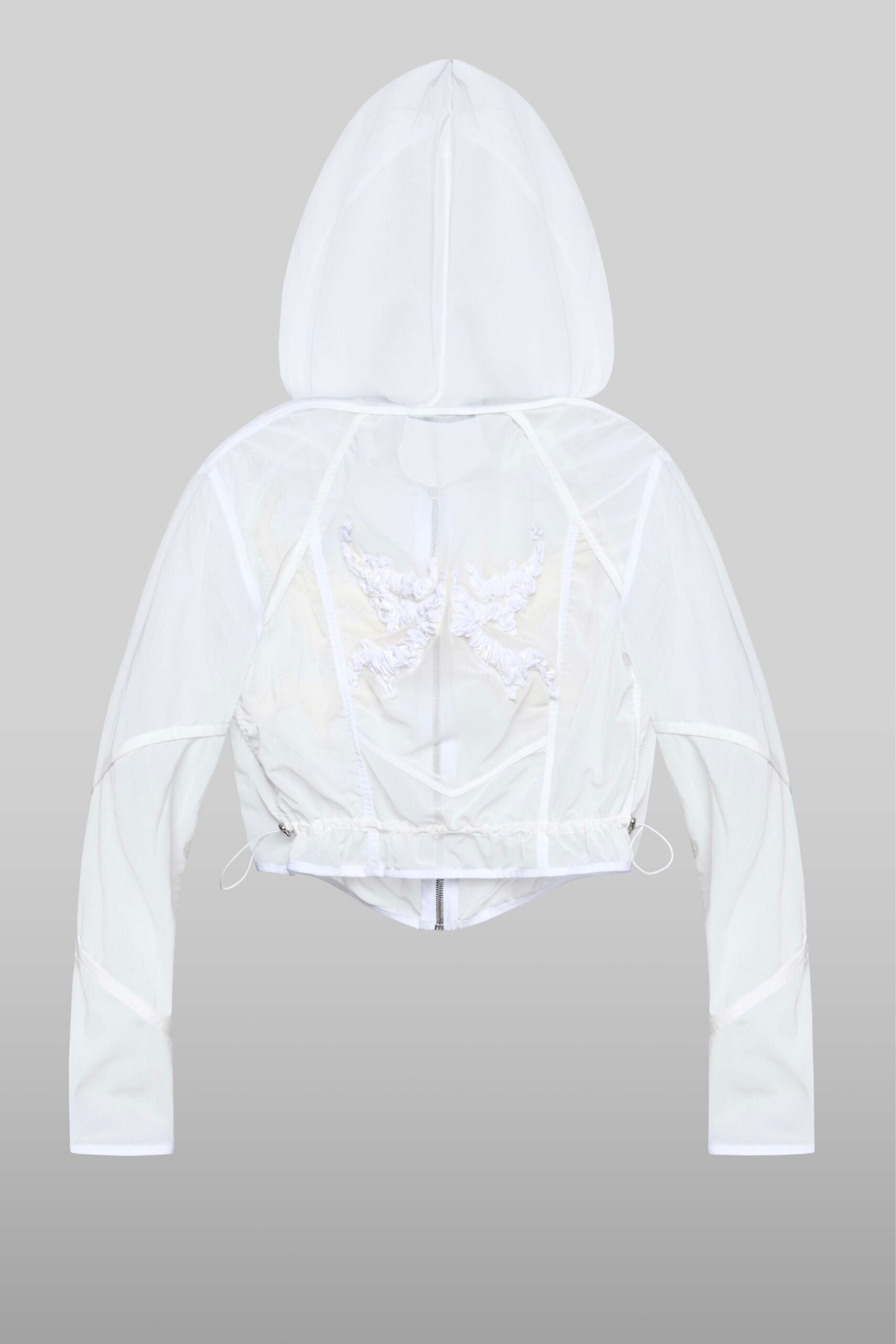Sheer hood jacket in white