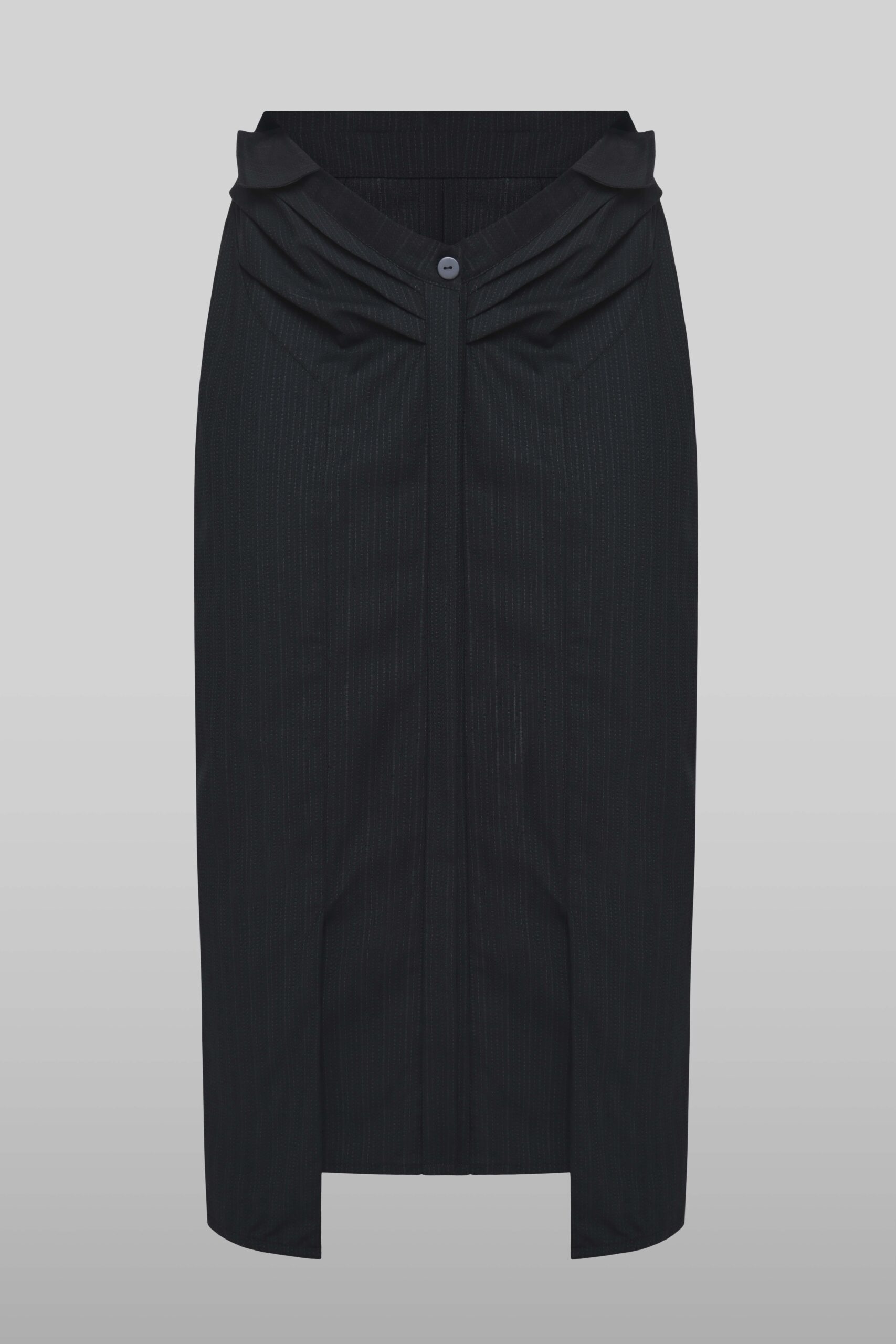 V shape low rise midi skirt in black