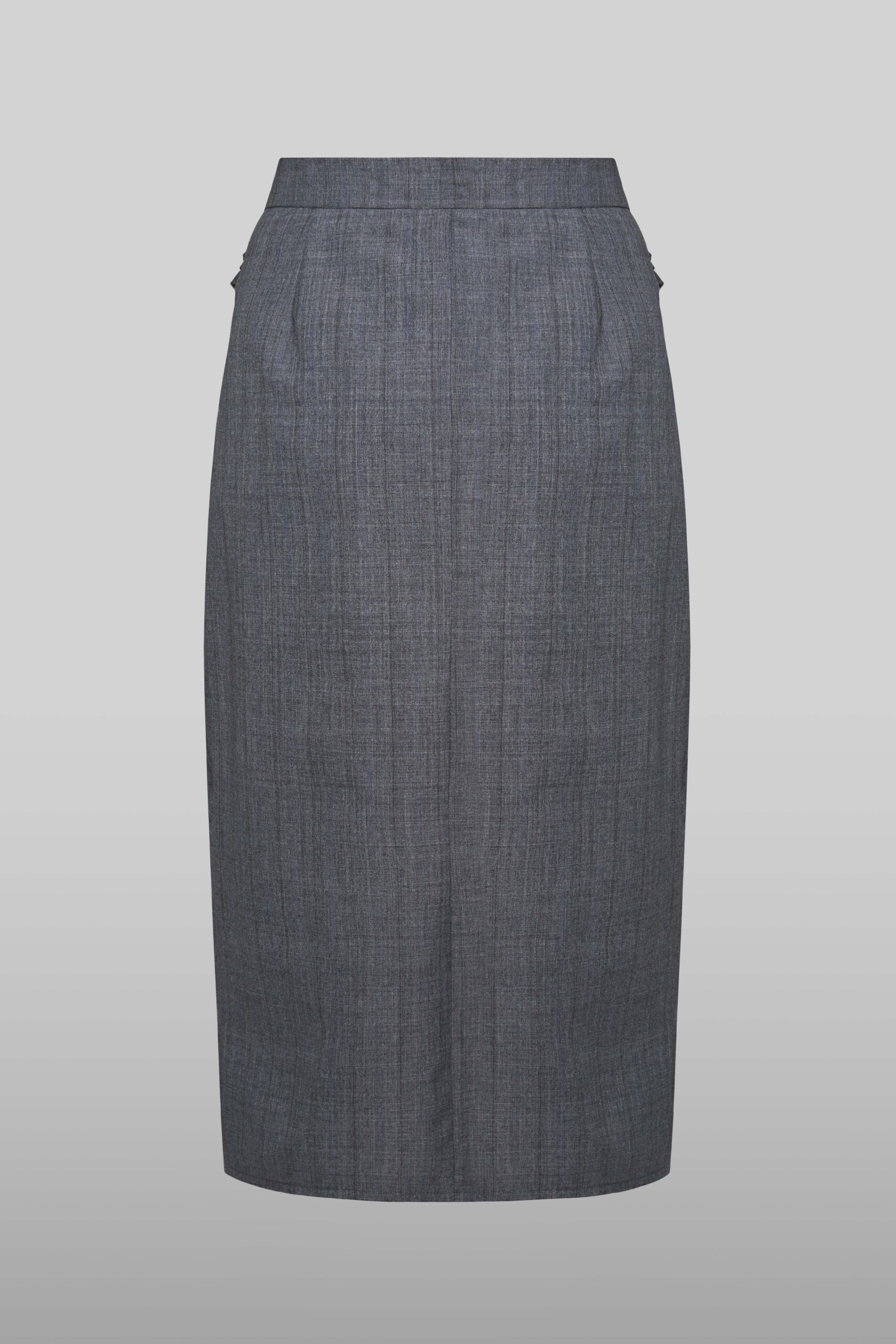V shape low rise midi skirt in dark grey