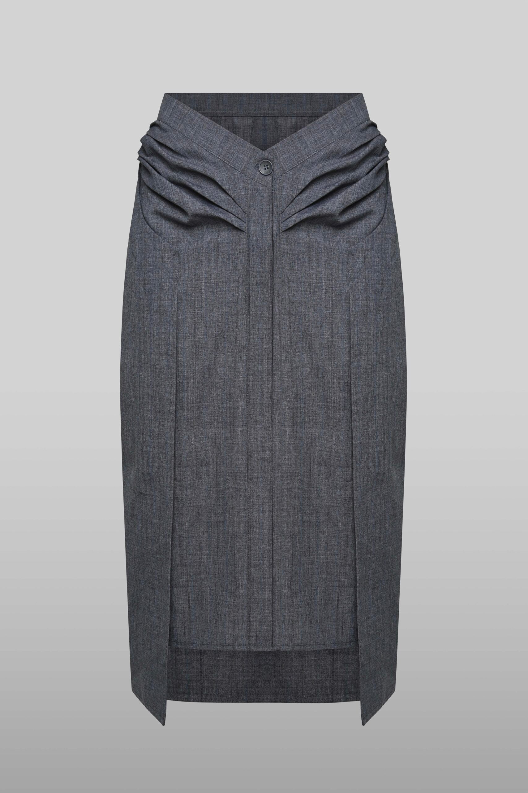 V shape low rise midi skirt in dark grey
