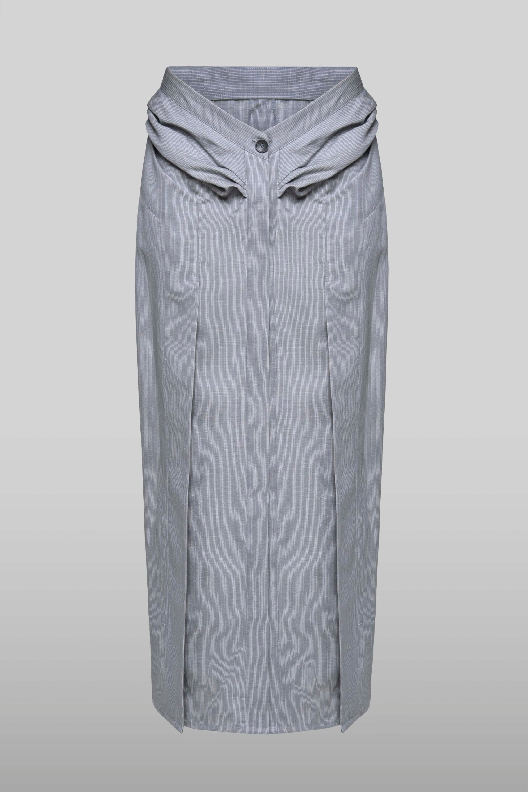V shape low rise midi skirt in grey
