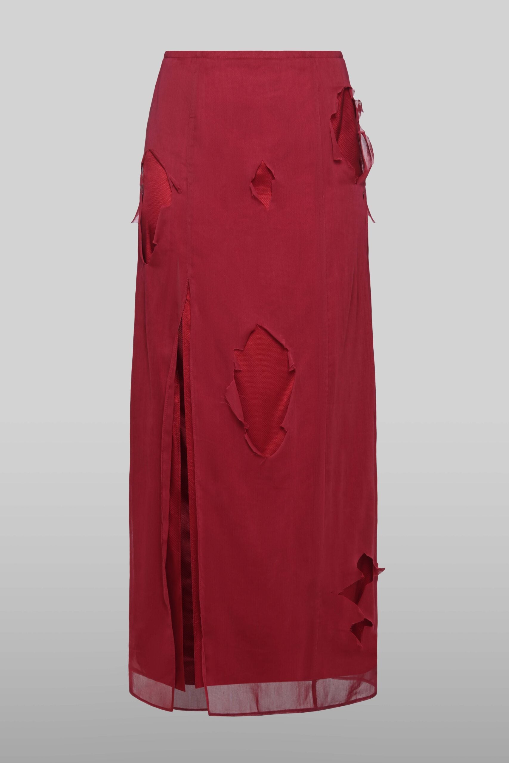 Red side slit skirt