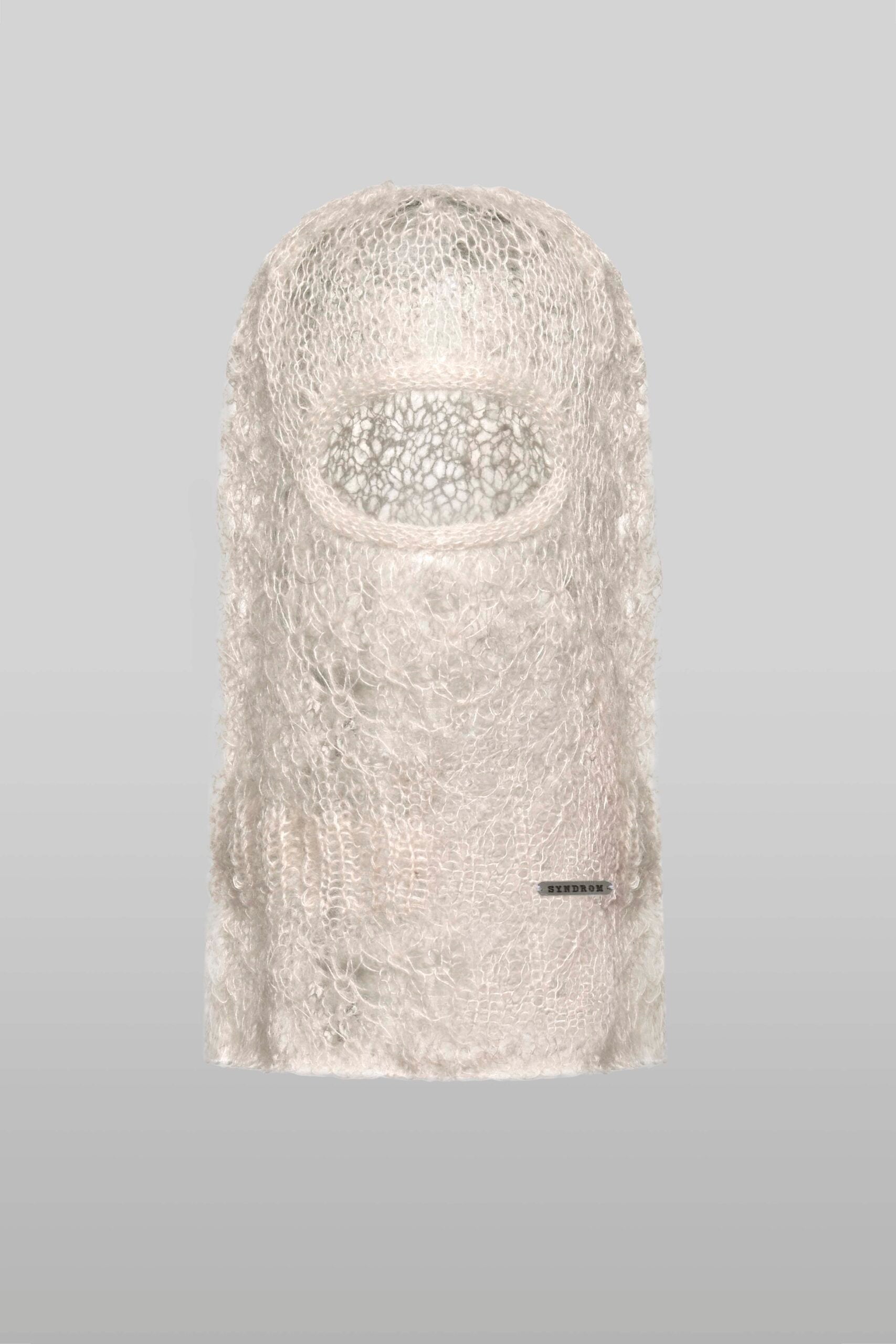 Fine knit beige balaclava