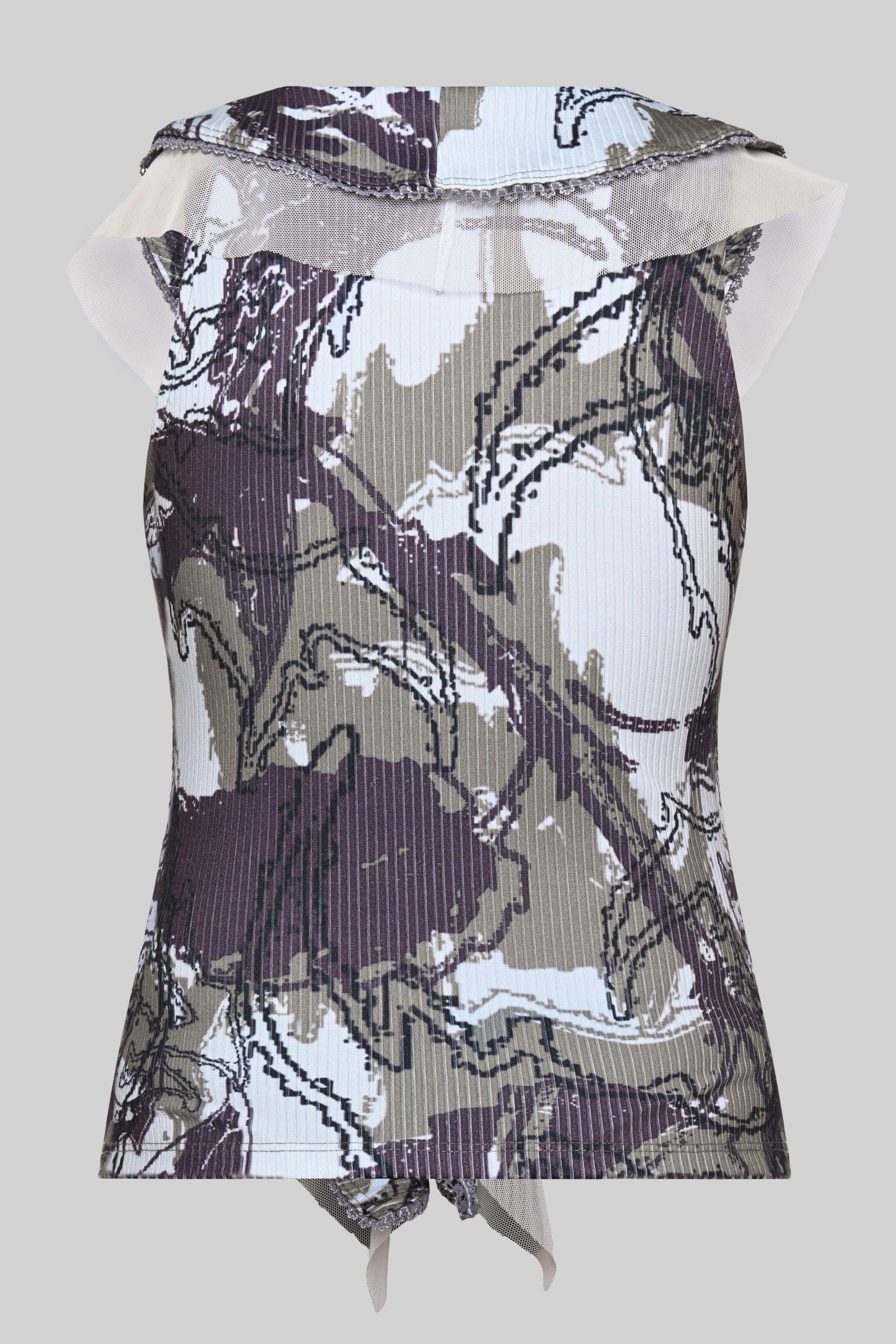 Multicolor symbolic ruffle blouse