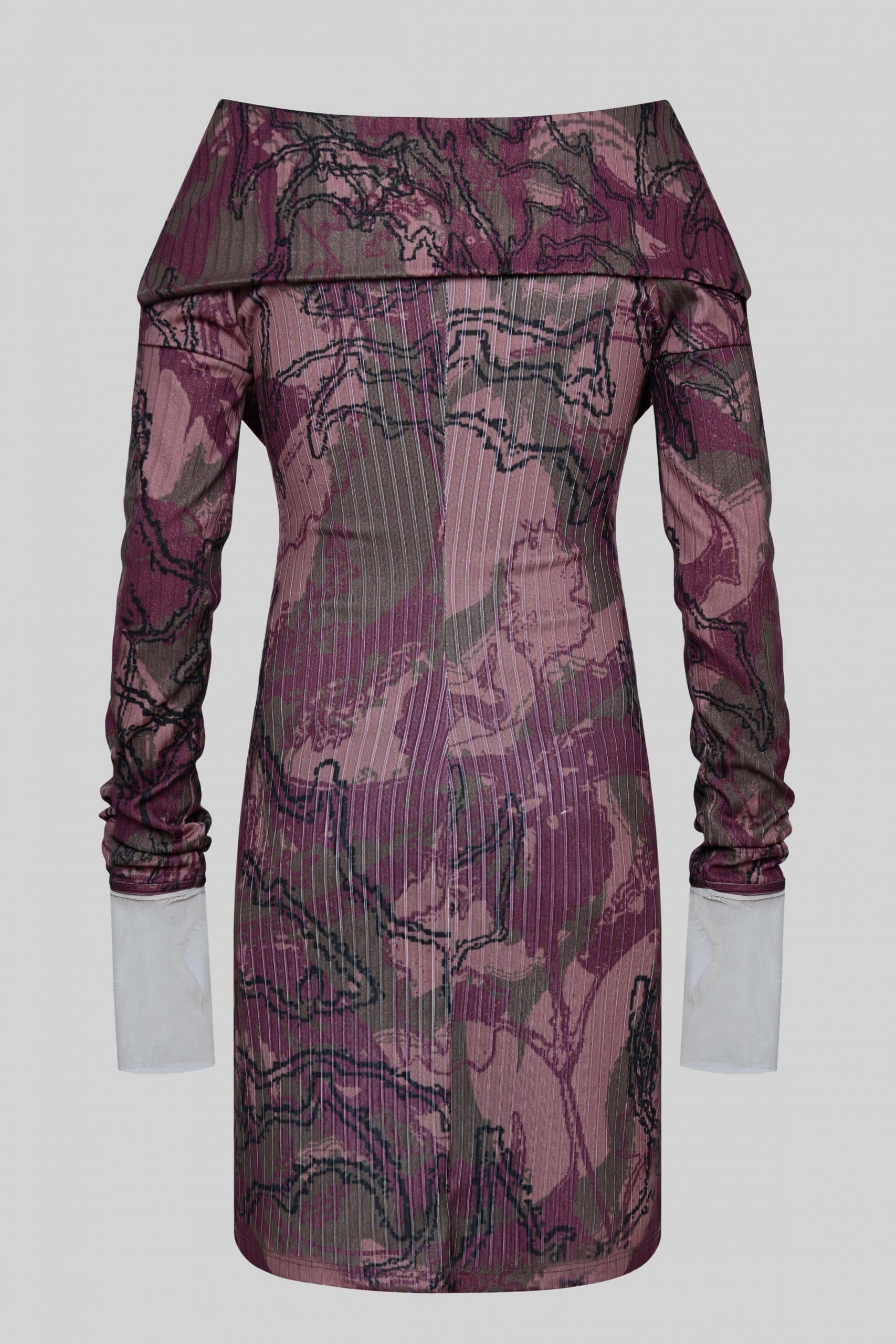 Symbolic camo nail button mini dress
