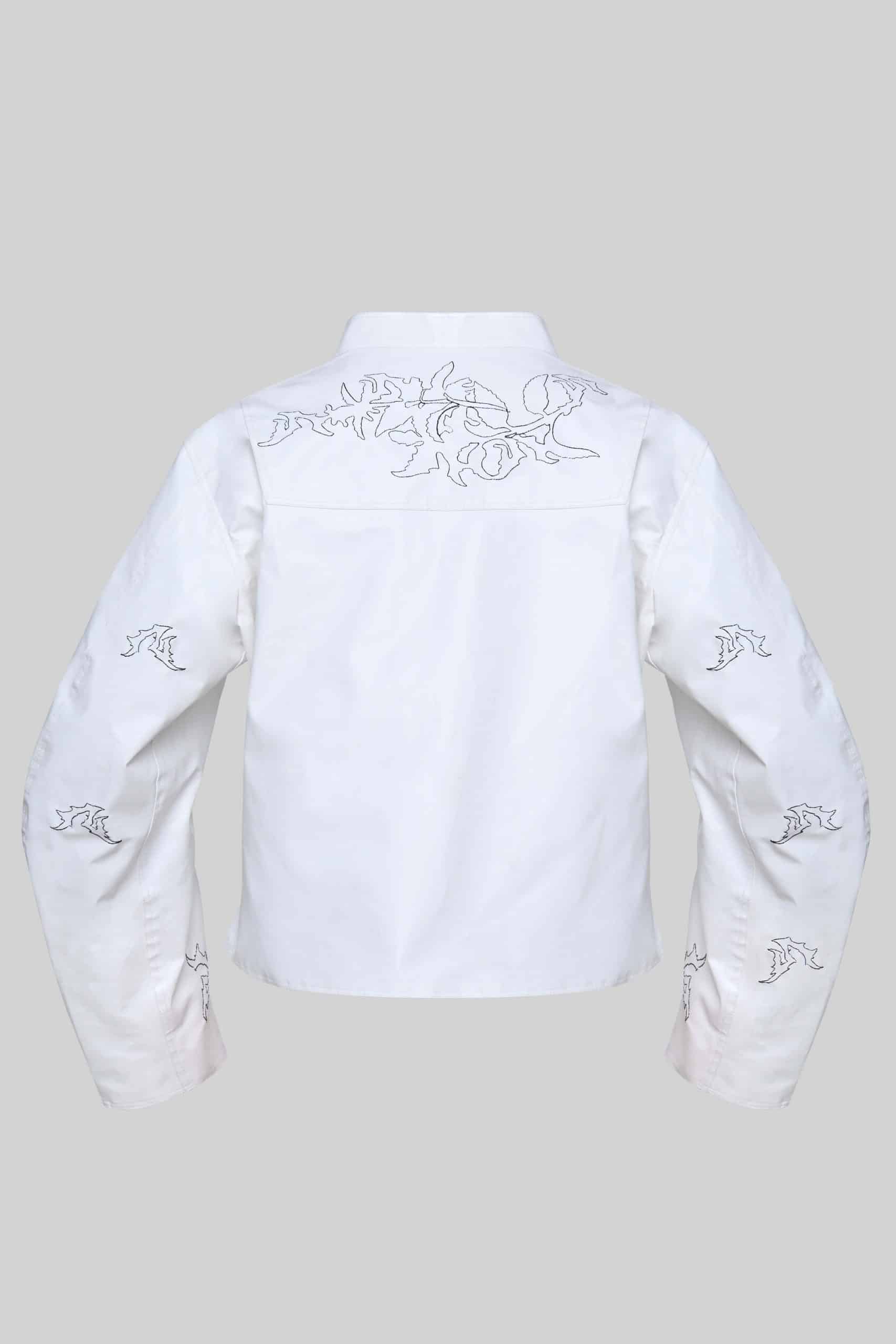 White embroidered biker jacket