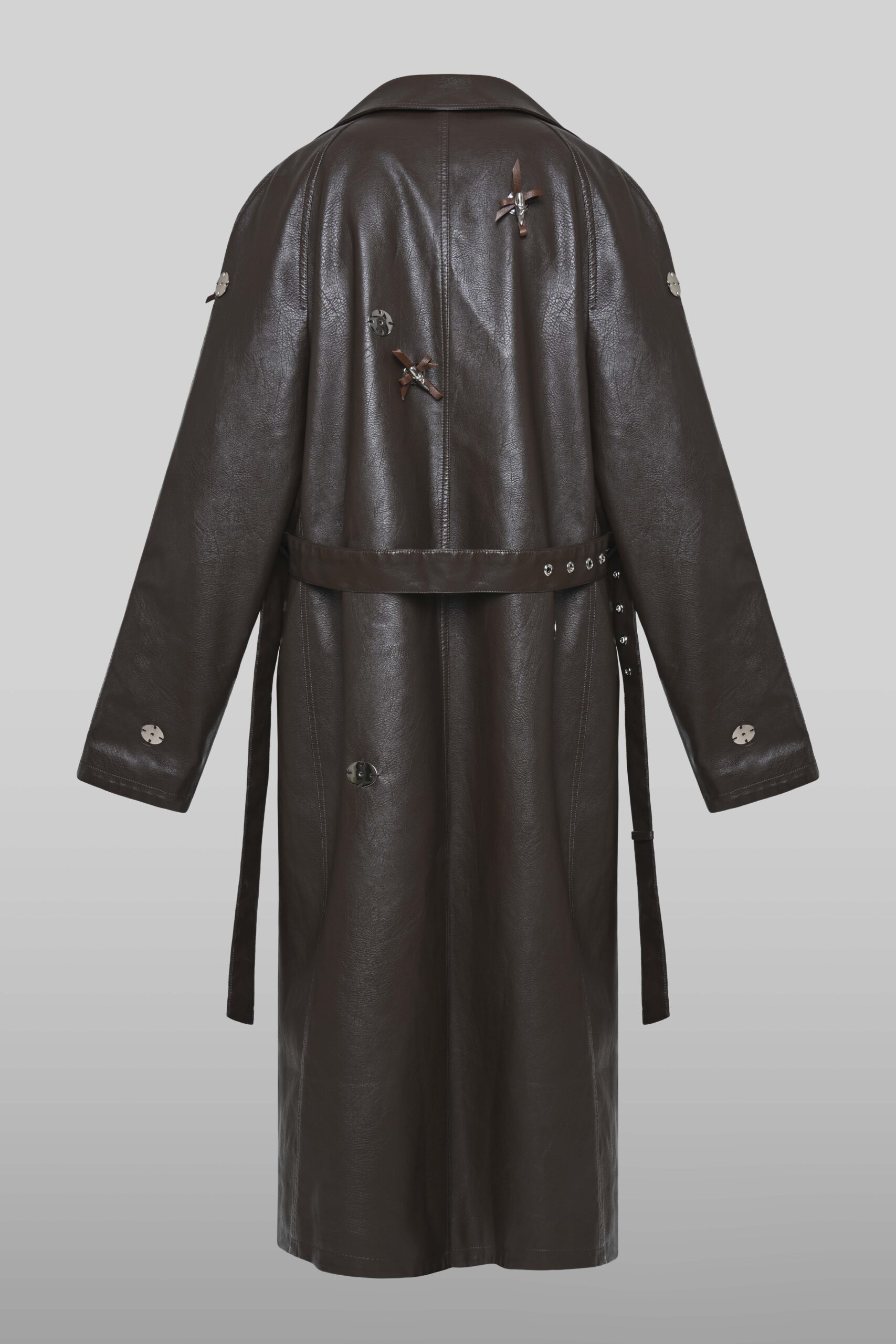 Bows trench coat in brown