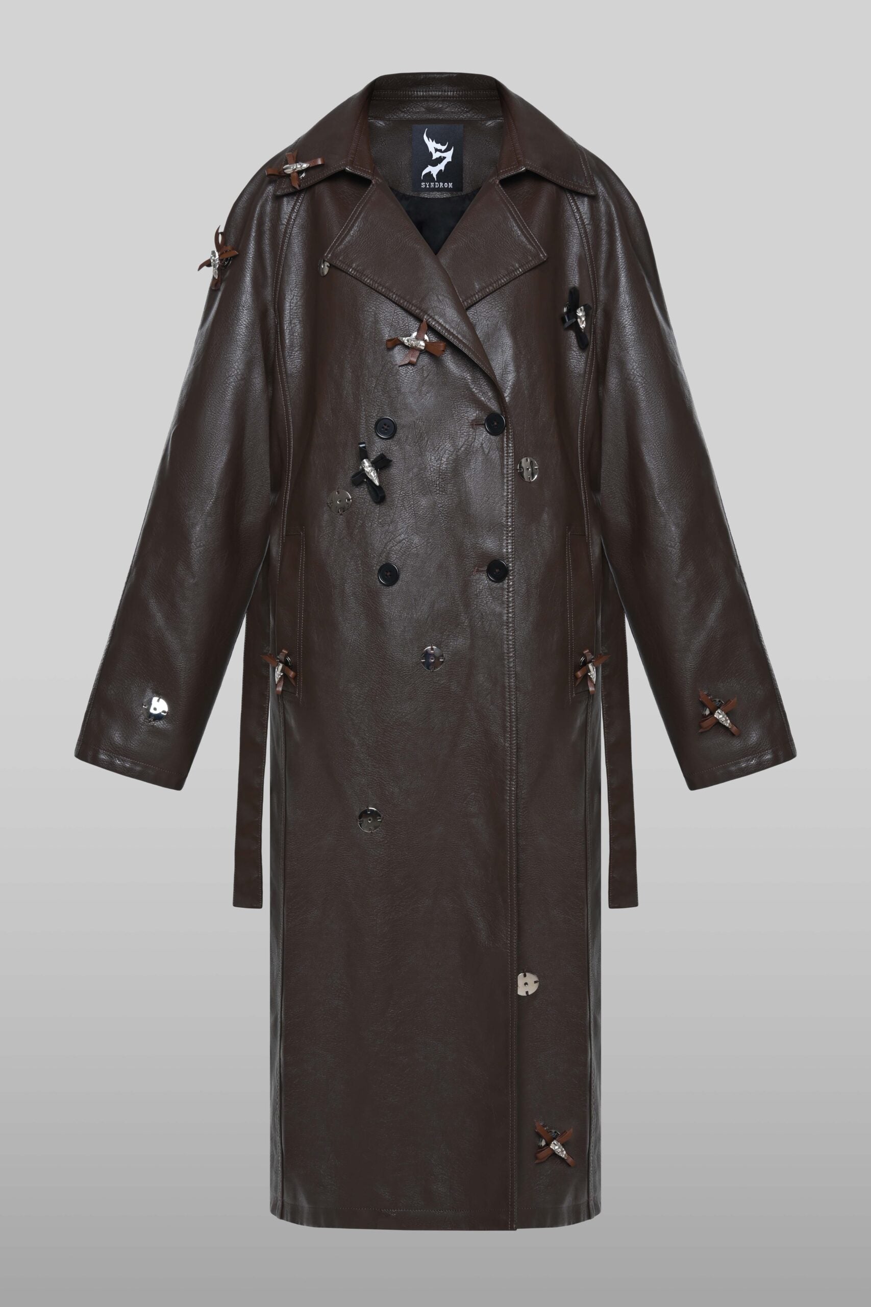Bows trench coat in brown