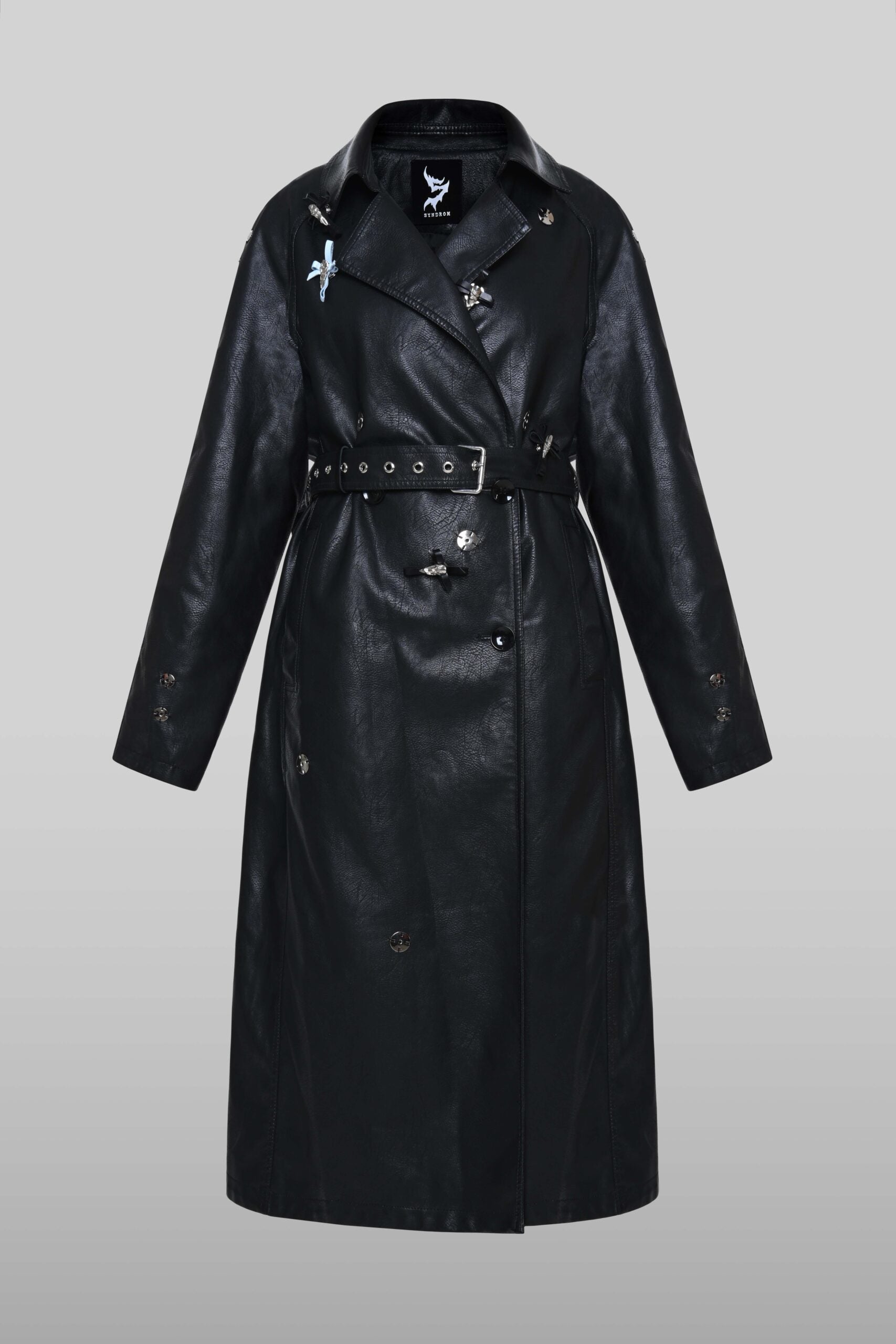 Bows trench coat in black