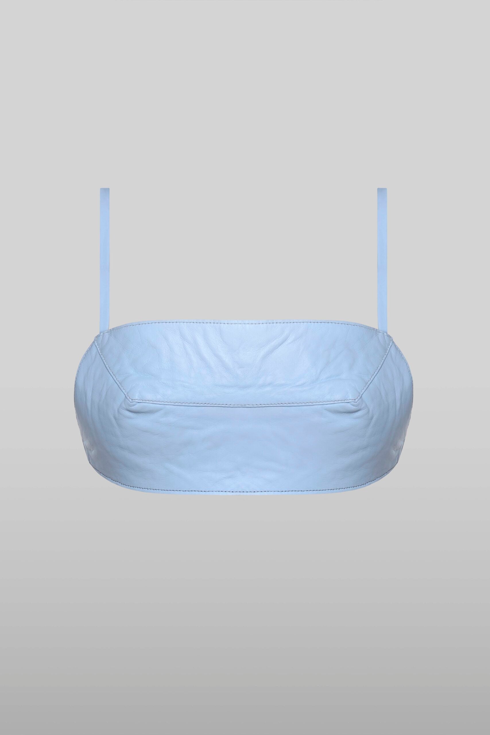 Bra top in baby blue leather
