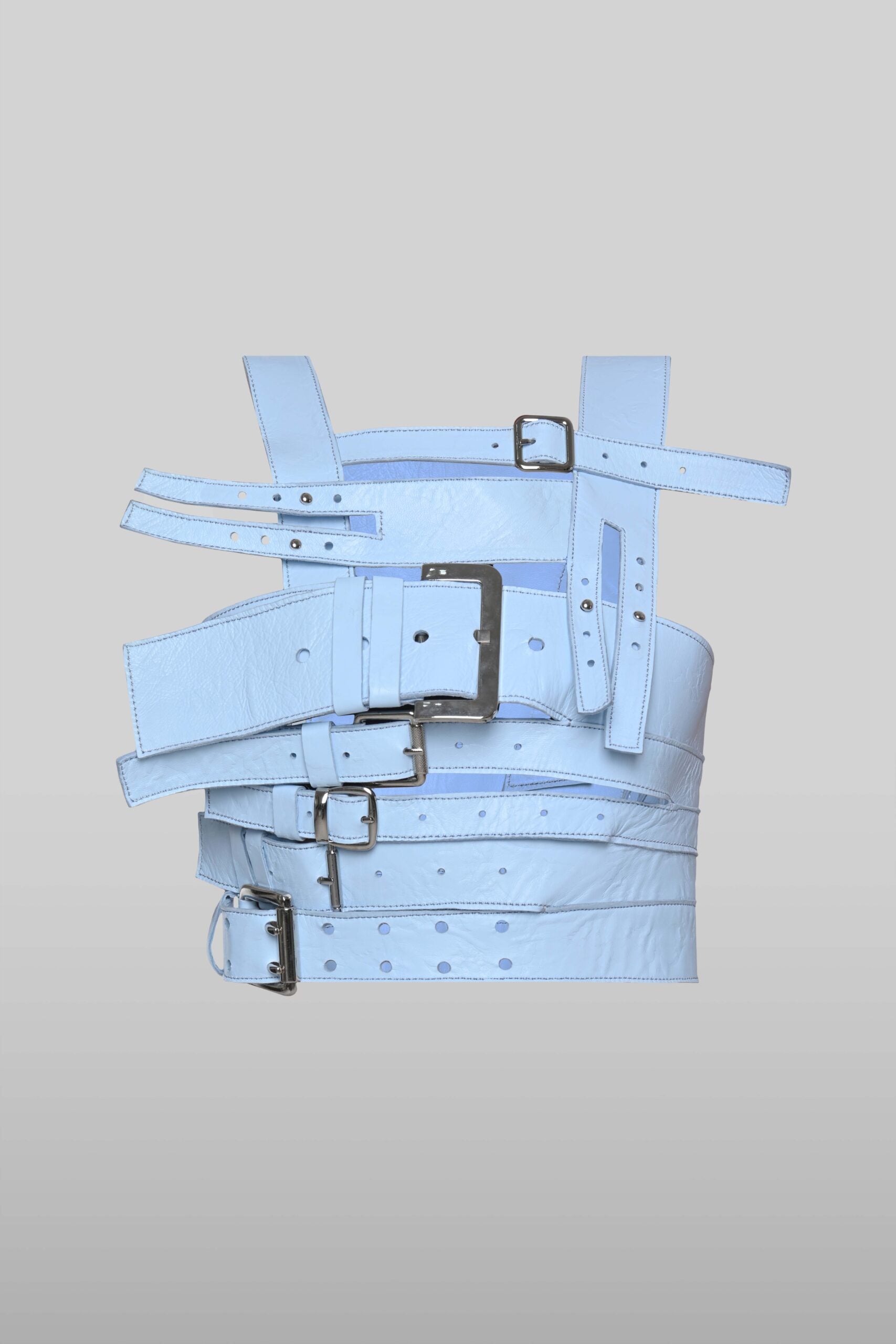 Belts corset top in baby blue