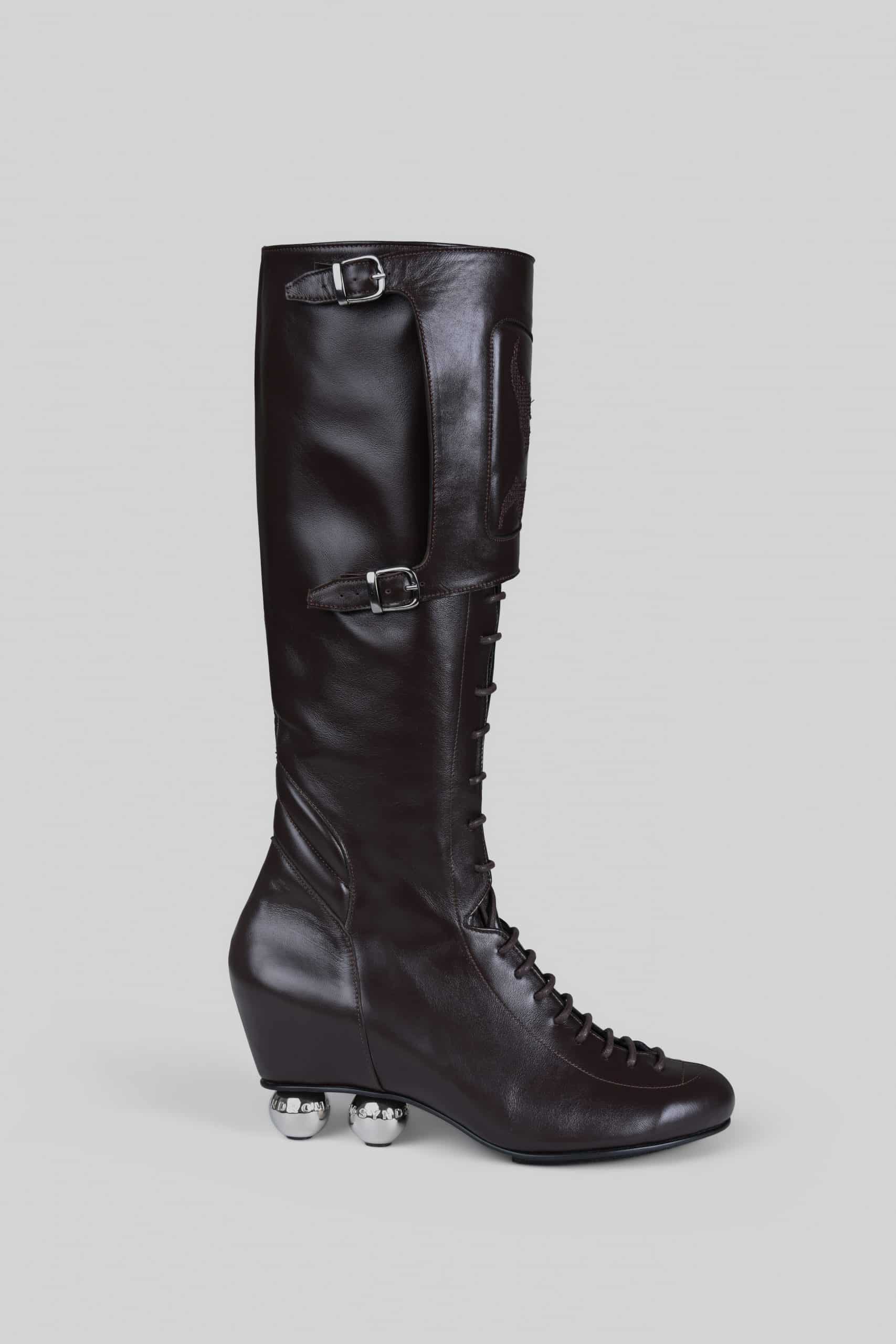 Brown knee high- roller boots